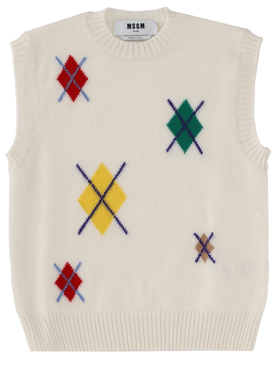 "ARGYLE MULTICOLOR" PATTERN VEST 3941MDT19125778102 (MSGM / ベスト ) | MSGM (エムエスジーエム)
