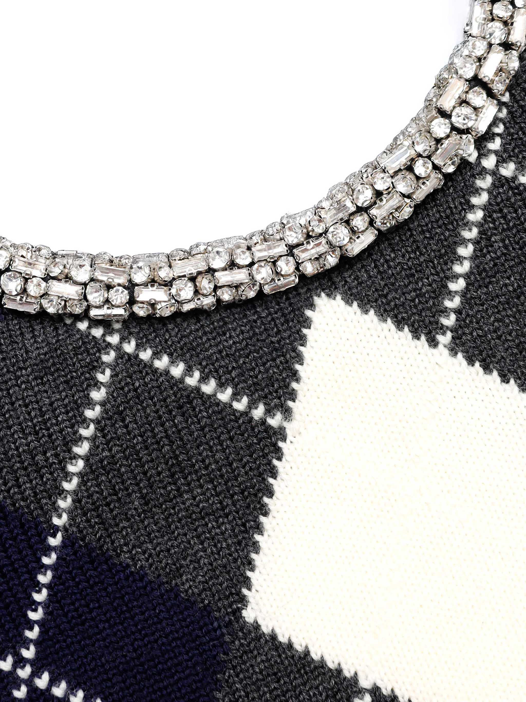 'Grey Argyle Crystal Trim' sweater RS26185TAGRGREY (self-portrait / ニット・セーター・カーディガン ) | self-portrait (セルフ・ポートレイト)(4)