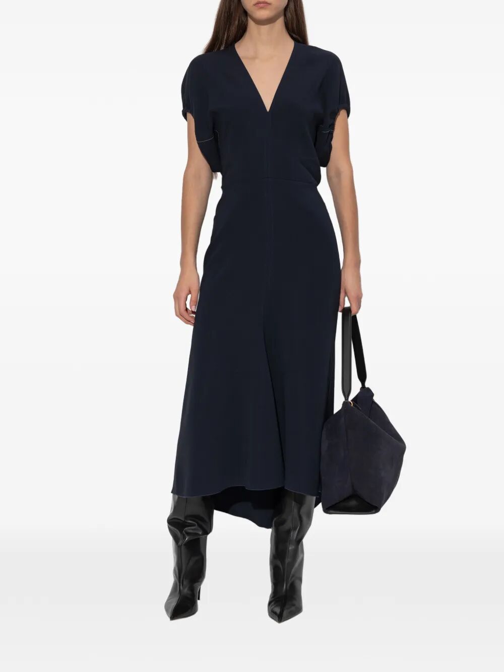 BLOUSON DETAIL V-NECK MIDI DRESS 1126WDR006381A550 (VICTORIA BECKHAM / ワンピース・ドレス・オールインワン ) | VICTORIA BECKHAM (ヴィクトリア ベッカム)(4)