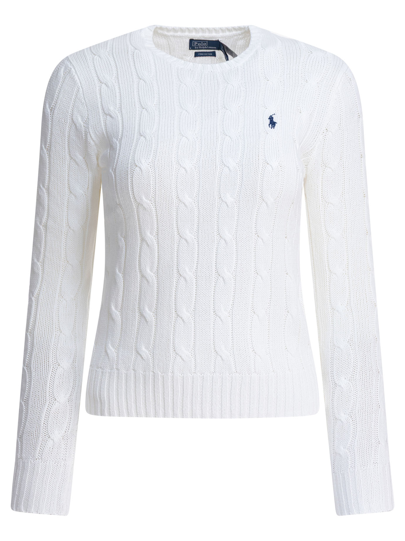 Crew-neck cable-knit sweater with logo 211971869007WHITE (Polo Ralph Lauren / ニット・セーター・カーディガン ) | Polo Ralph Lauren (ポロ ラルフ ローレン)