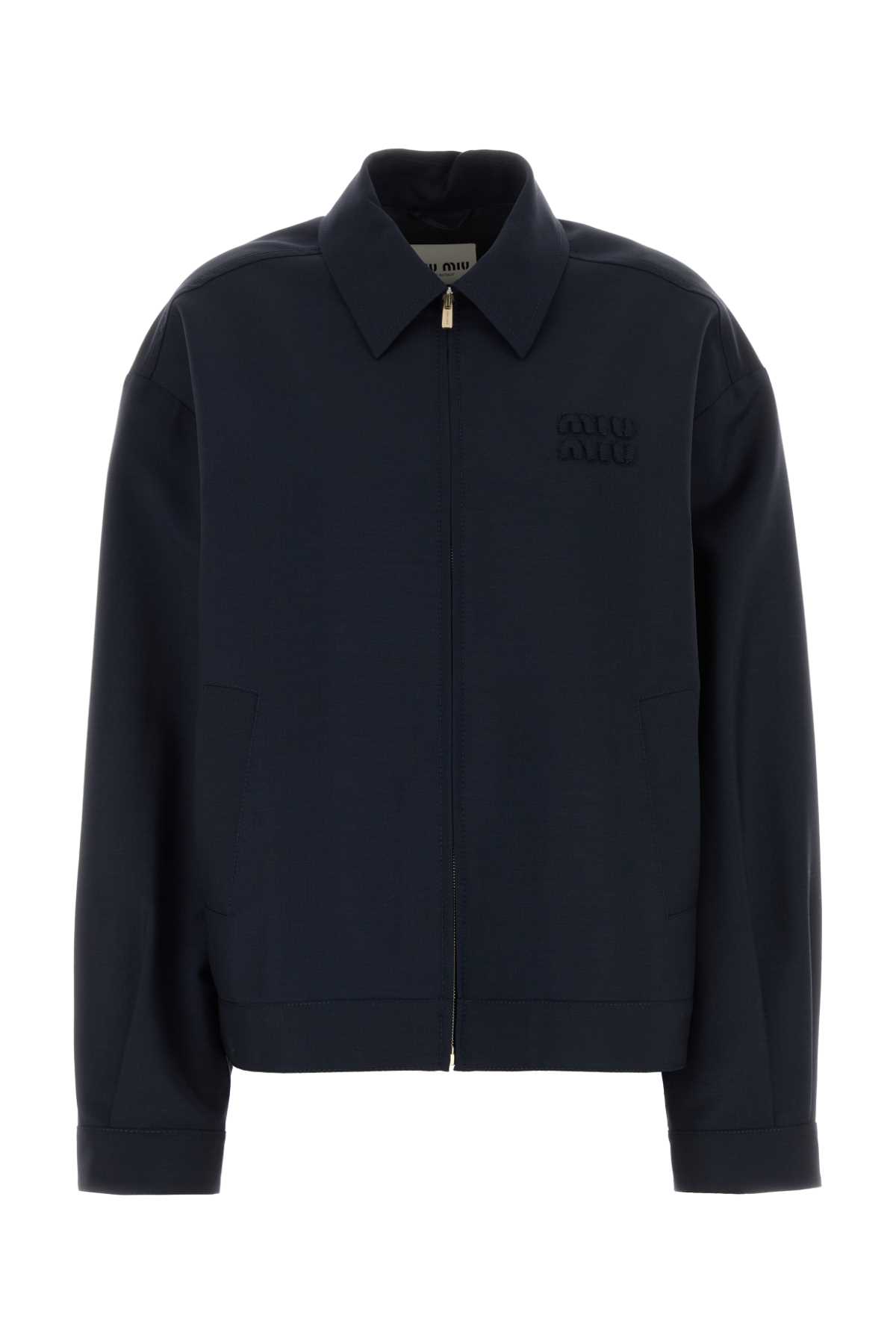 Navy blue mohair blend jacket ML1041SOOO12I1F0124 (MIU MIU / カジュアルジャケット ) | MIU MIU (ミュウミュウ)