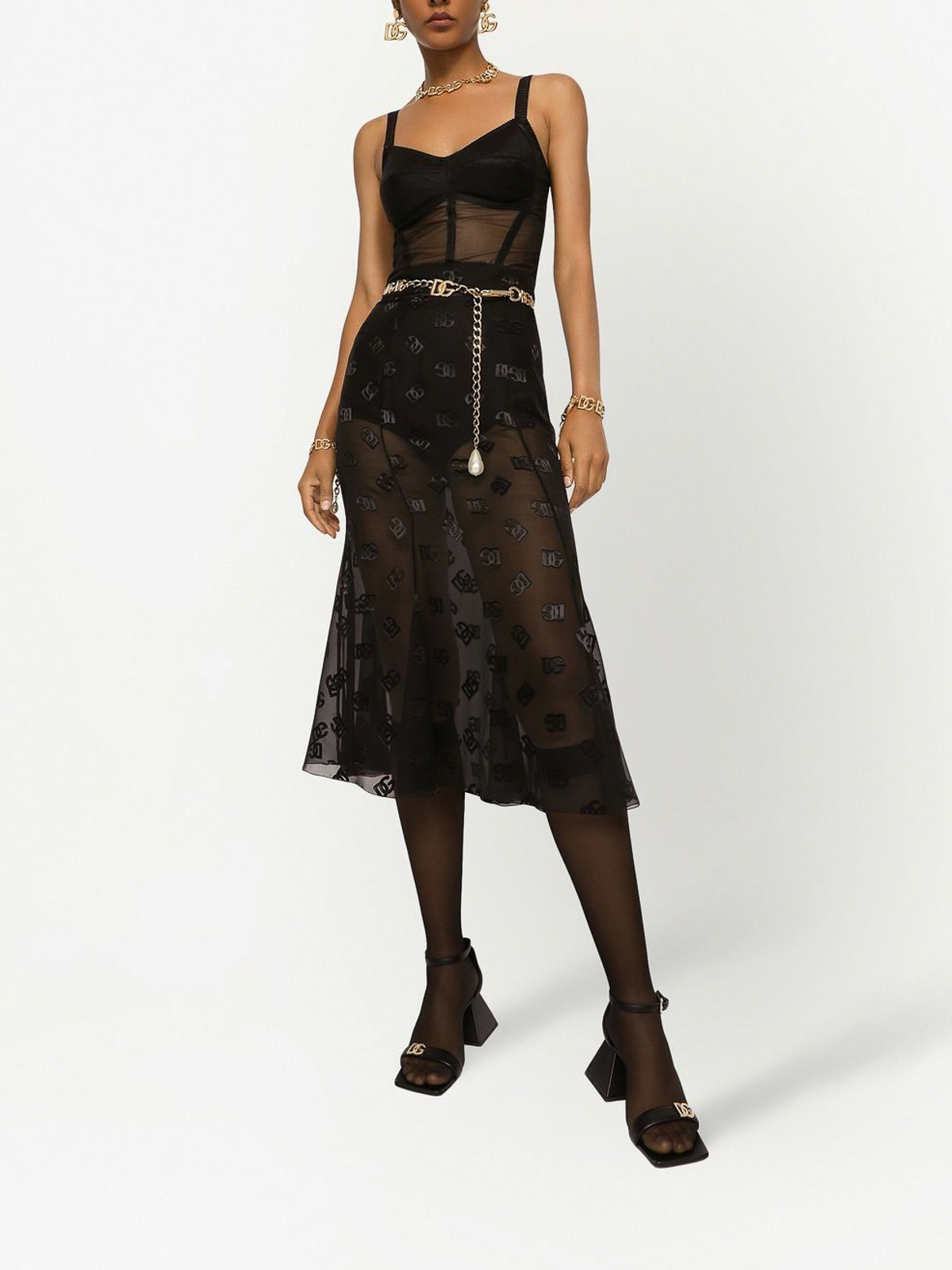 Sheer effect silk skirt F4CCHTFJTBRN0000 (Dolce & Gabbana / スカート ) | Dolce & Gabbana (ドルチェガッバーナ)(1)