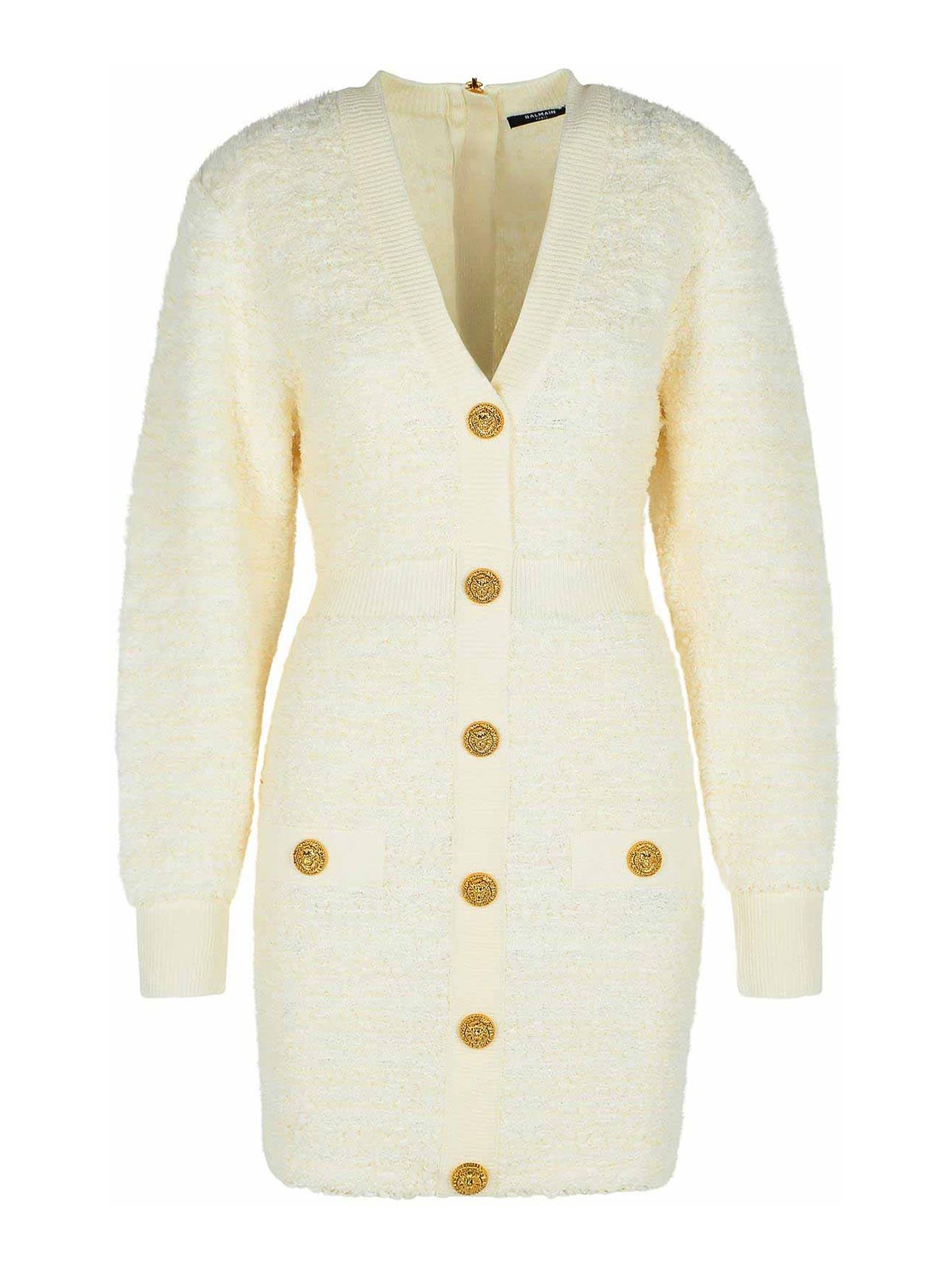 White Wool Blend Dress FF0R8890KJ160KA (Balmain / ワンピース・ドレス・オールインワン ) | Balmain (バルマン)