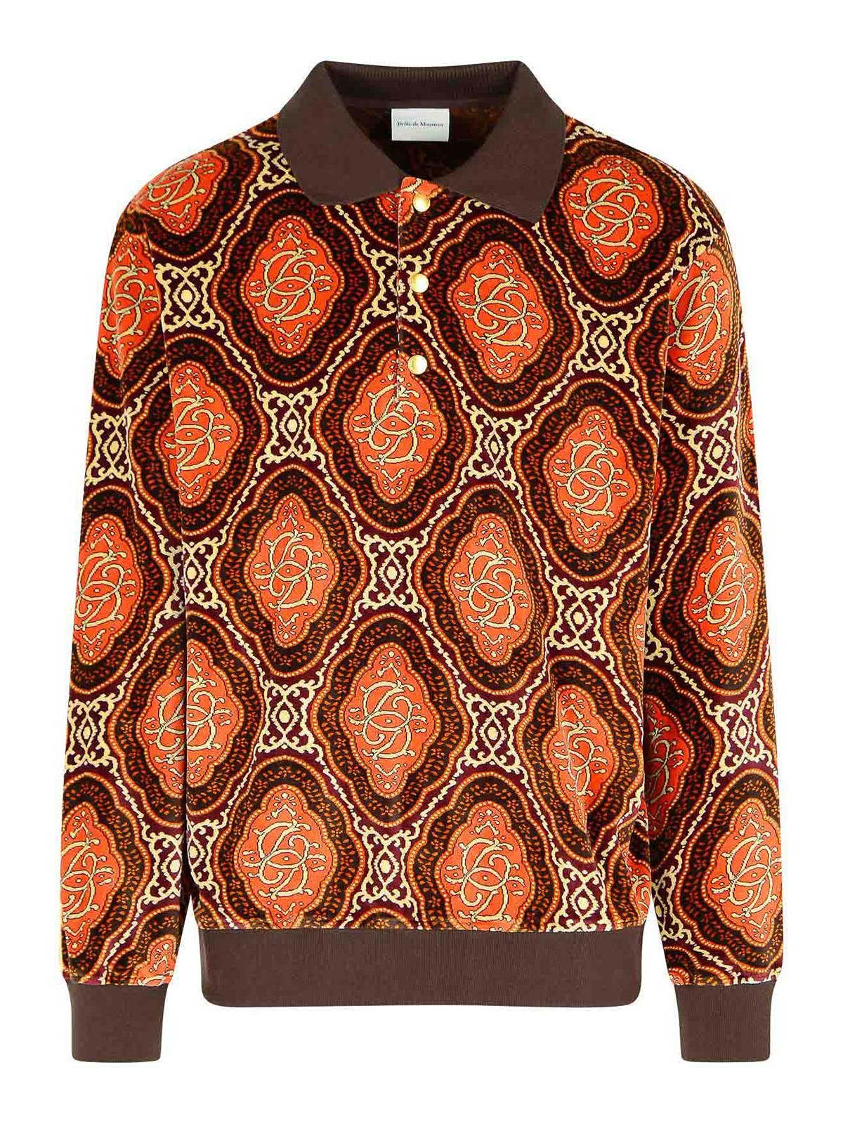 Velours Brown Cotton Polo Shirt IPL137CO235BN (Drôle De Monsieur / ポロシャツ ) | Drôle De Monsieur (ドロールドムッシュ)