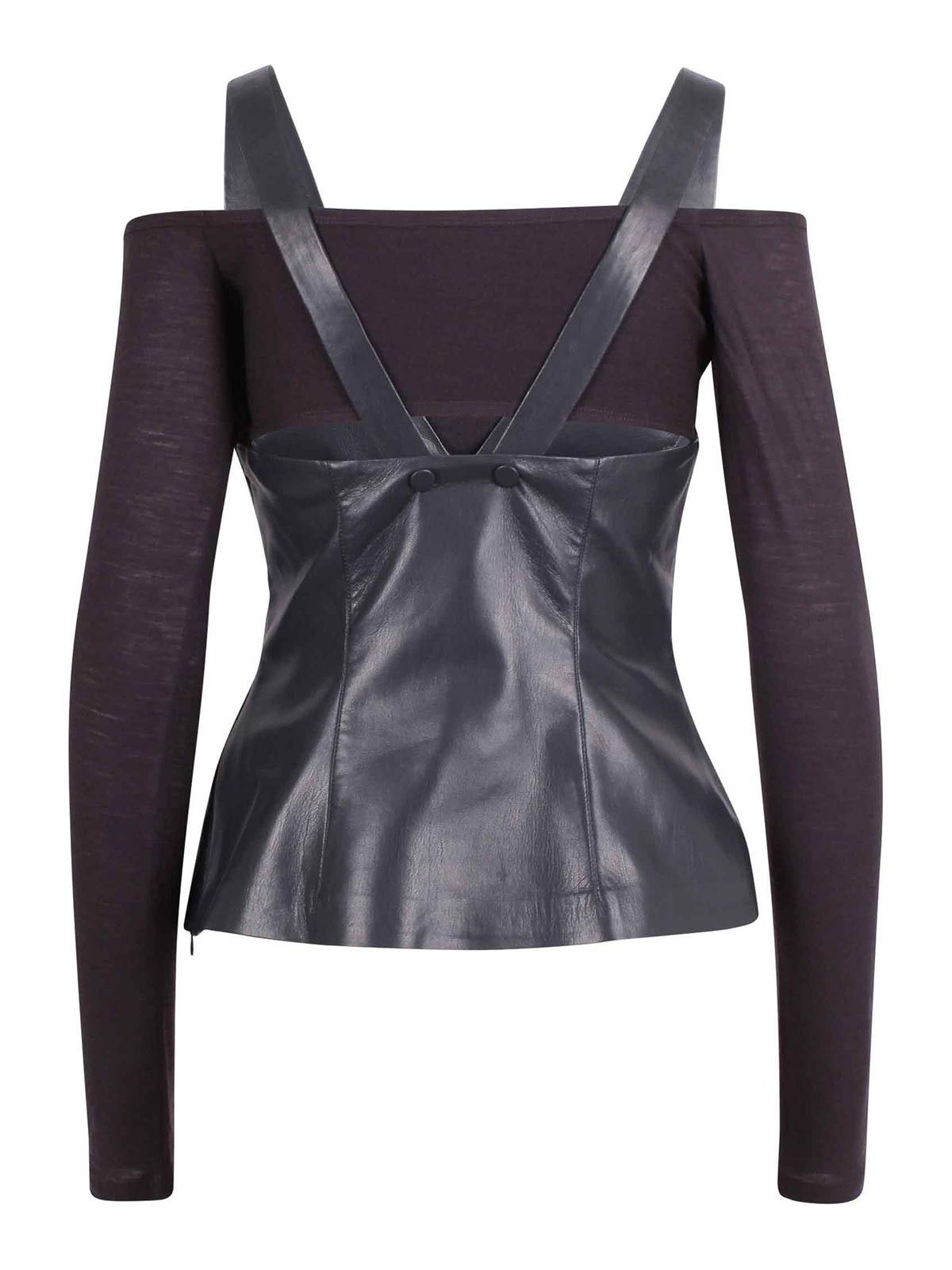 Top with Bratte in Lana NW25PFTP20055BLUEGREY (Nanushka / Tシャツ・カットソー ) | Nanushka (ナヌーシュカ)(1)