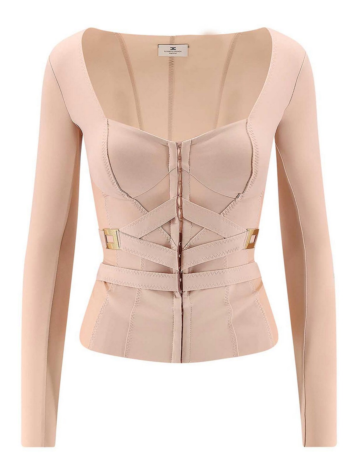 Stretch fabric top with metal details GI16056E2EA1 (Elisabetta Franchi / シャツ・ブラウス ) | Elisabetta Franchi (エリザベッタ フランキ)