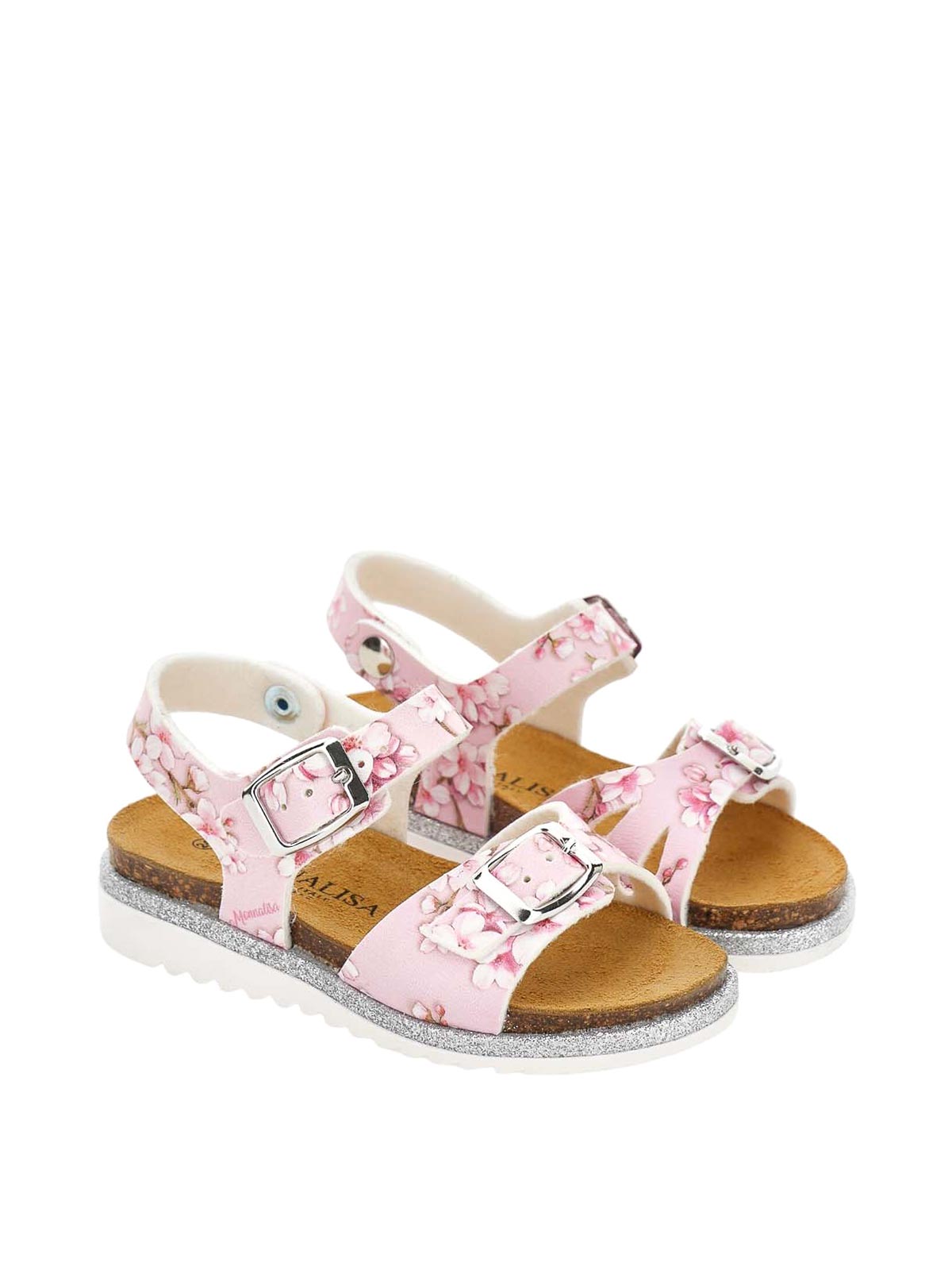 St. sandal peach flowers pu printed 8CE00257200090 (MONNALISA / サンダル ) | MONNALISA (モナリザ)(1)