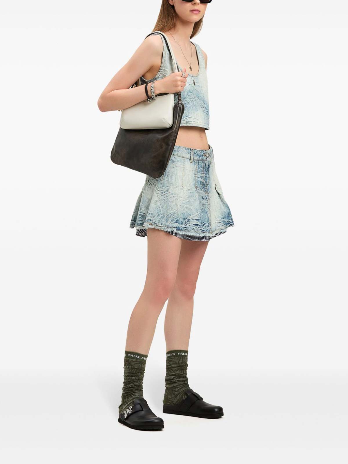 Denim Crop Top With Jacquard Palms PWYP004S25DEN0014440 (Palm Angels / タンクトップ・キャミソール ) | Palm Angels (パームエンジェルス)(2)