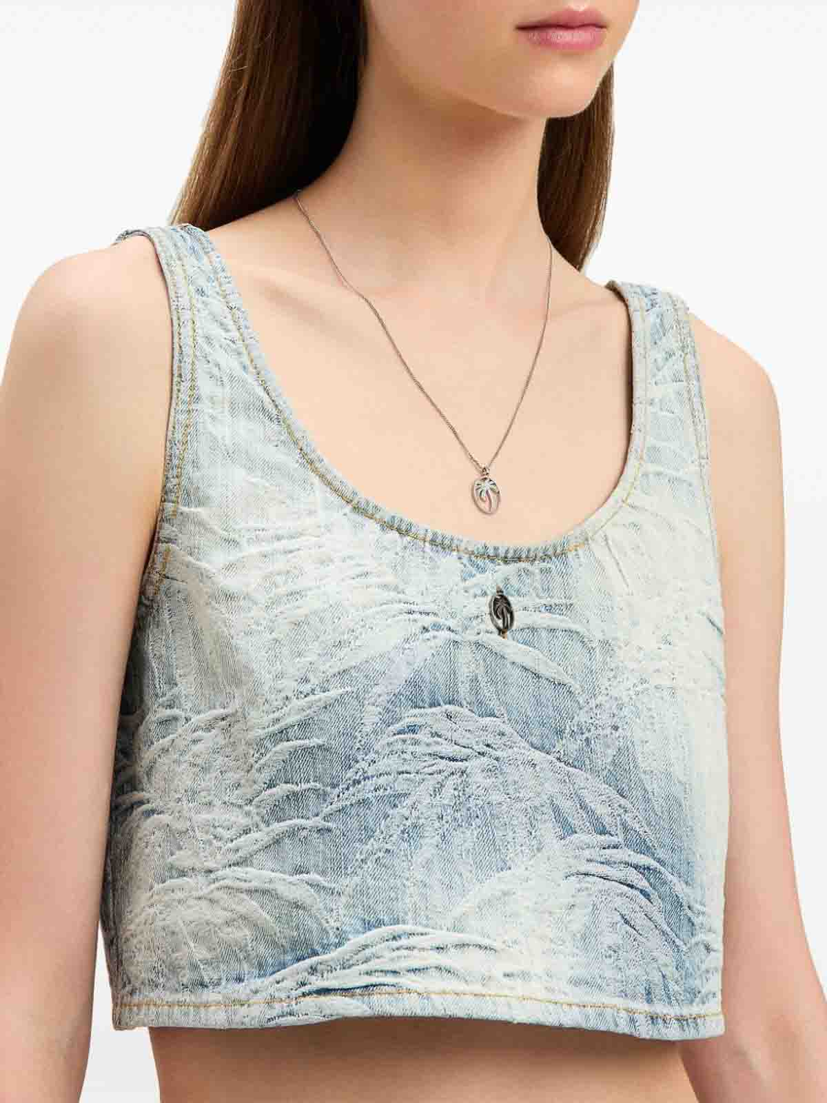 Denim Crop Top With Jacquard Palms PWYP004S25DEN0014440 (Palm Angels / タンクトップ・キャミソール ) | Palm Angels (パームエンジェルス)(4)