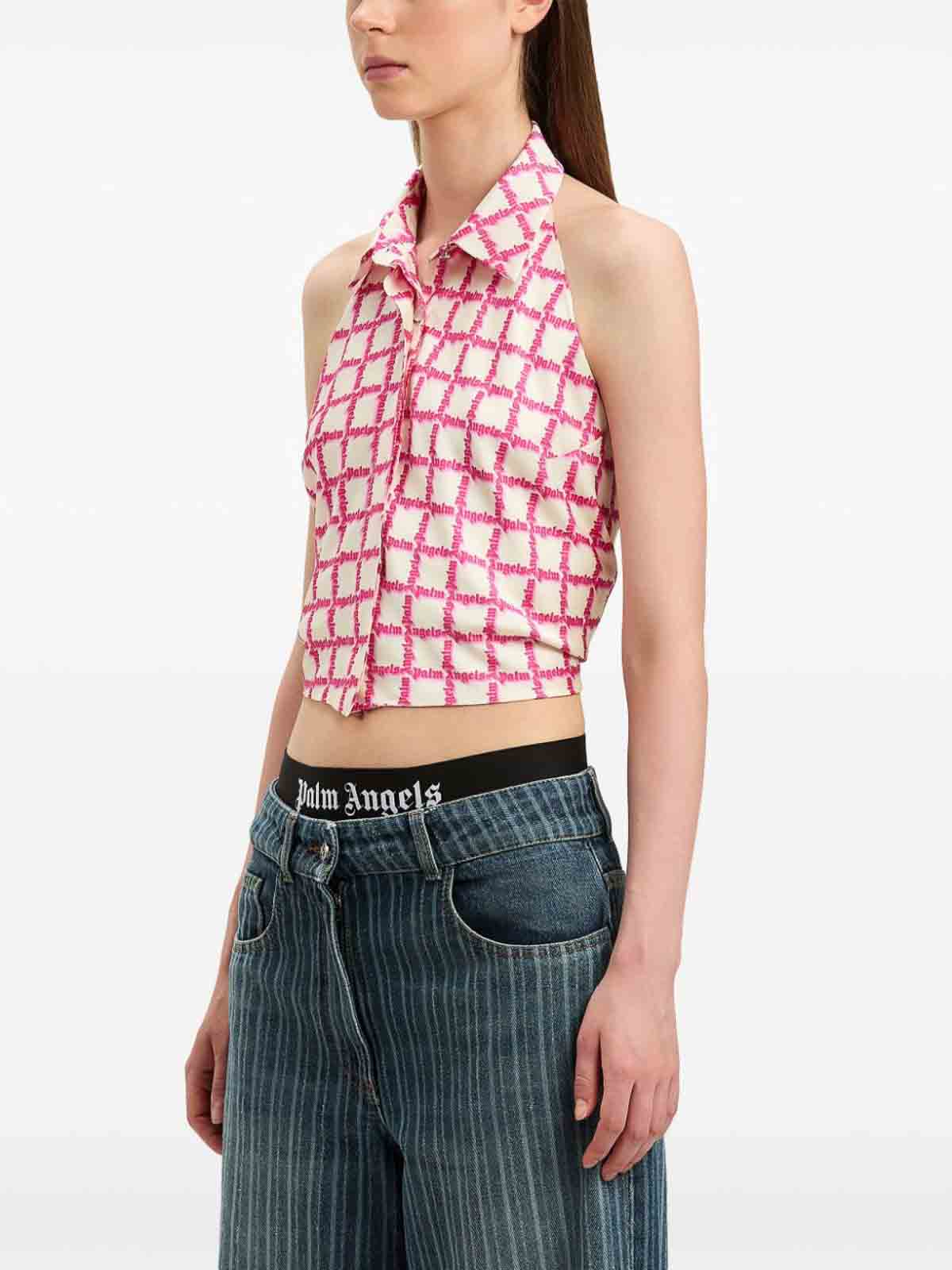 Open Back Shirt Ivory - Fuchsia PWGF010S25FAB0010B32 (Palm Angels / シャツ・ブラウス ) | Palm Angels (パームエンジェルス)(2)