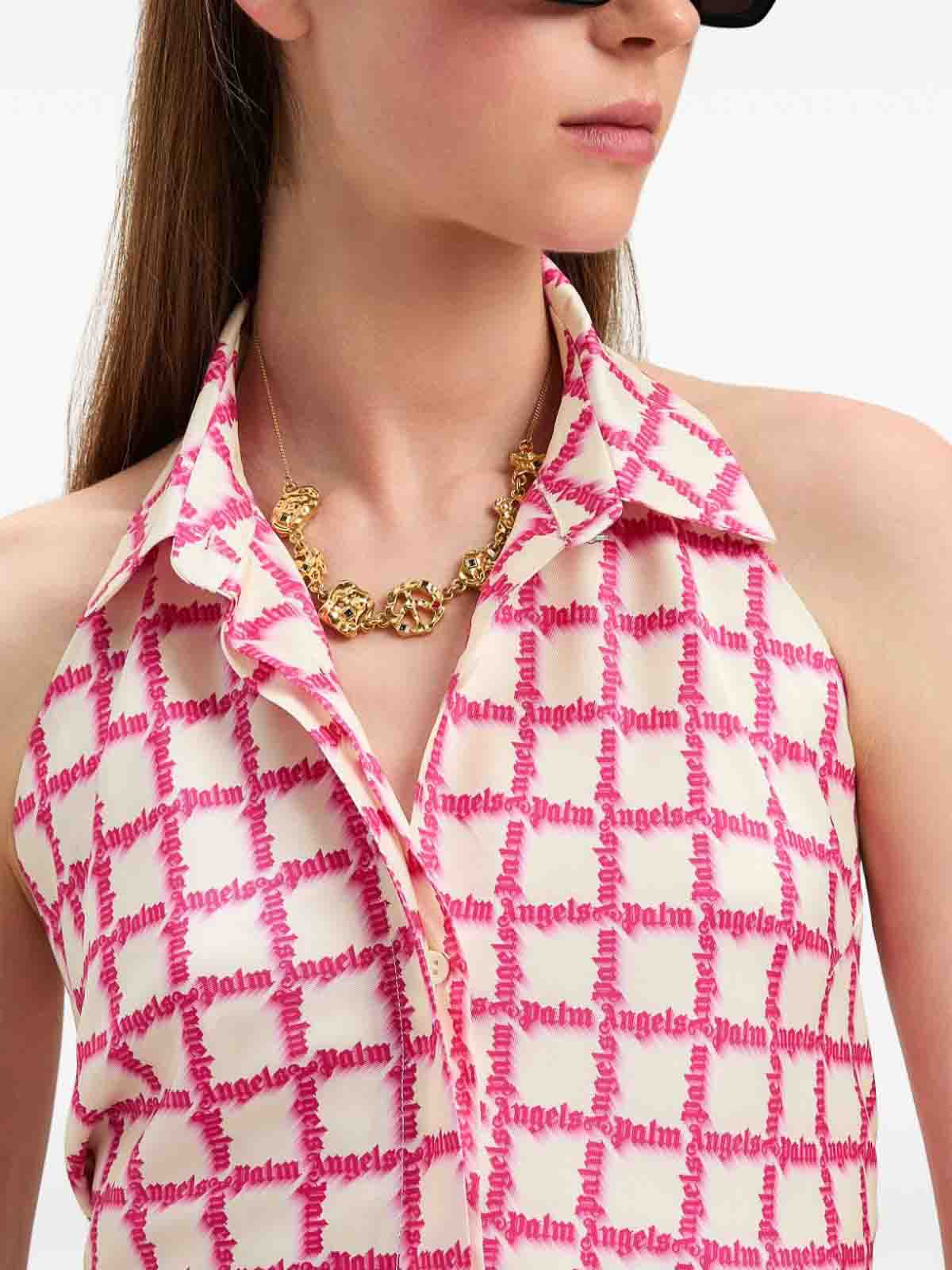 Open Back Shirt Ivory - Fuchsia PWGF010S25FAB0010B32 (Palm Angels / シャツ・ブラウス ) | Palm Angels (パームエンジェルス)(3)