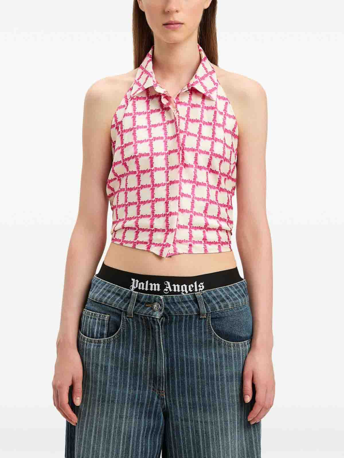 Open Back Shirt Ivory - Fuchsia PWGF010S25FAB0010B32 (Palm Angels / シャツ・ブラウス ) | Palm Angels (パームエンジェルス)(4)