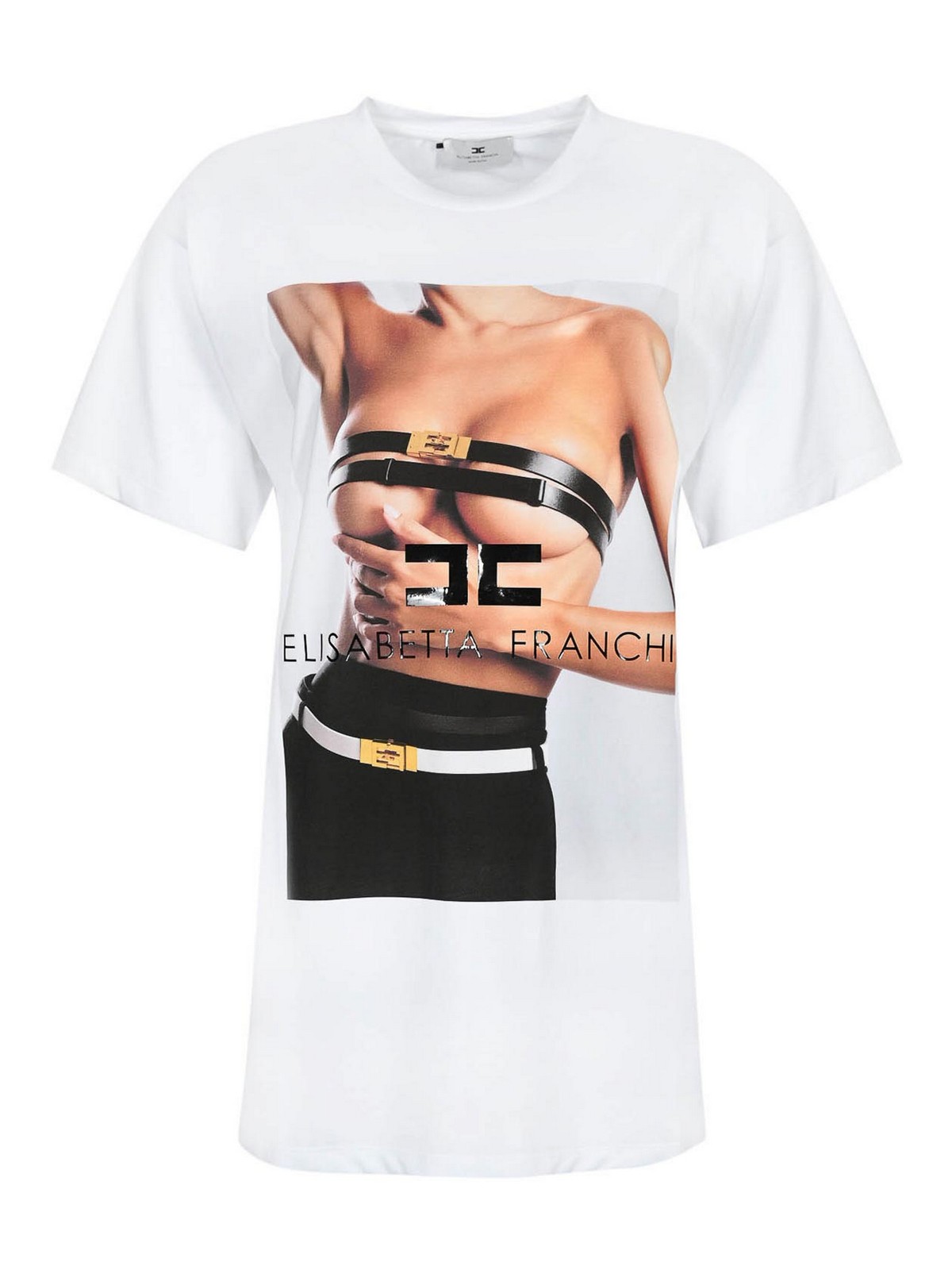 Cotton T-Shirt With Photographic Print MA02456E2270 (Elisabetta Franchi / Tシャツ・カットソー ) | Elisabetta Franchi (エリザベッタ フランキ)