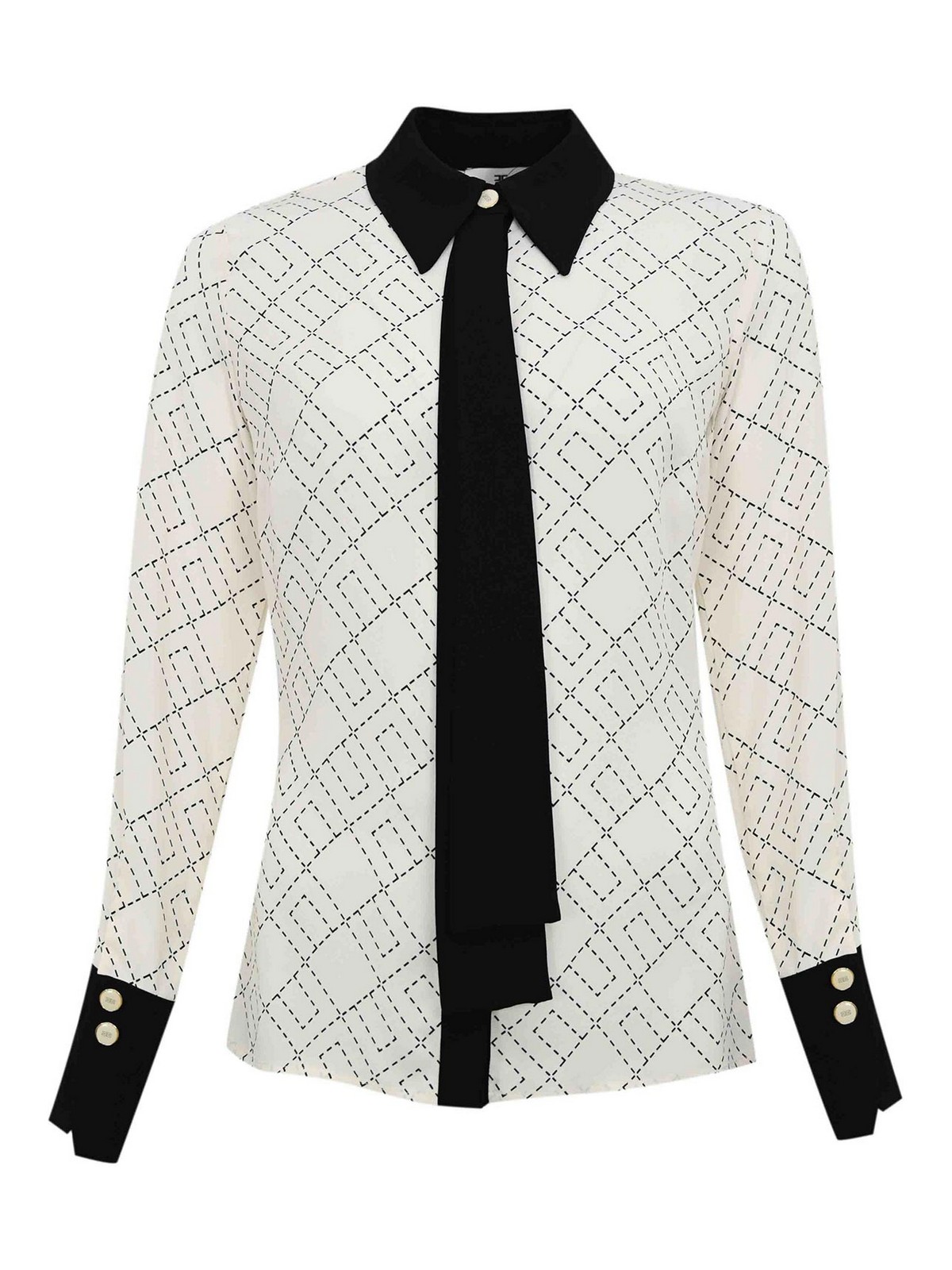 Georgette Shirt With Two-Tone Logo Print CA10456E2EF1 (Elisabetta Franchi / シャツ・ブラウス ) | Elisabetta Franchi (エリザベッタ フランキ)