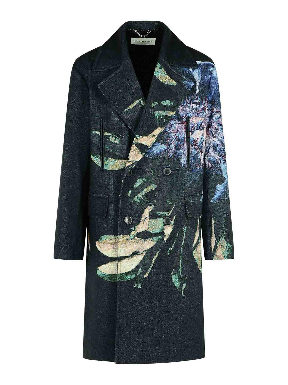 Blue Cotton Blend Coat 202342137900 (Dries Van Noten / コート ) | Dries Van Noten (ドリスヴァンノッテン)