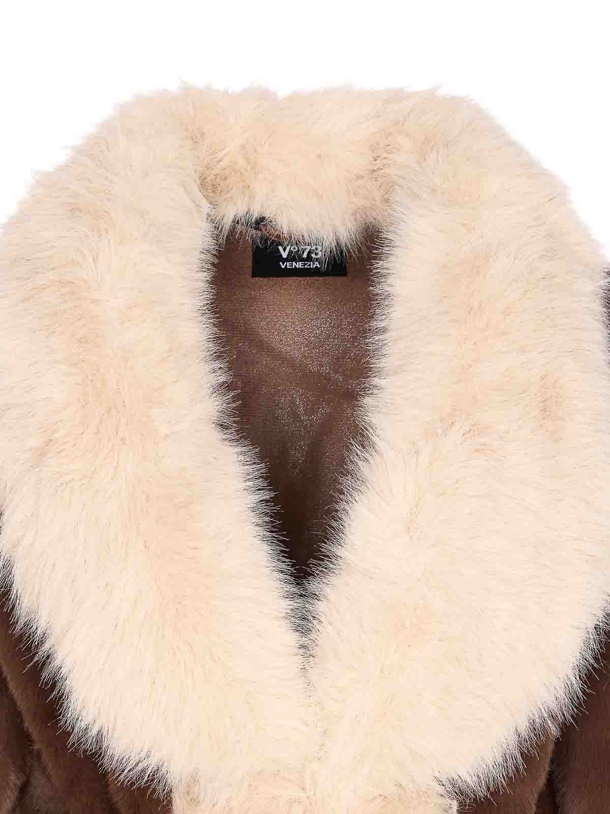 Brown Penny Faux Fur Jacket 73C19EX01MARRBEIGE (V°73 / レザー&ファージャケット・コート ) | V°73 (ヴィ セッタンタトレ)(3)