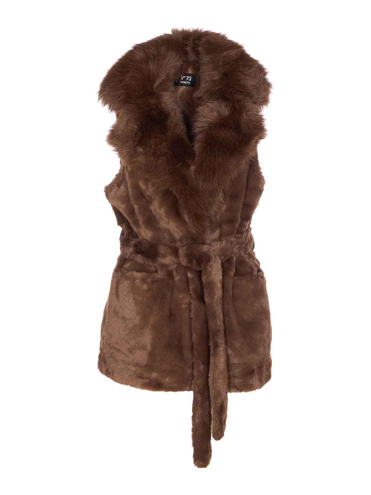 Brown Penny Faux Fur Vest 73C19EX04MARRONE (V°73 / ベスト ) | V°73 (ヴィ セッタンタトレ)