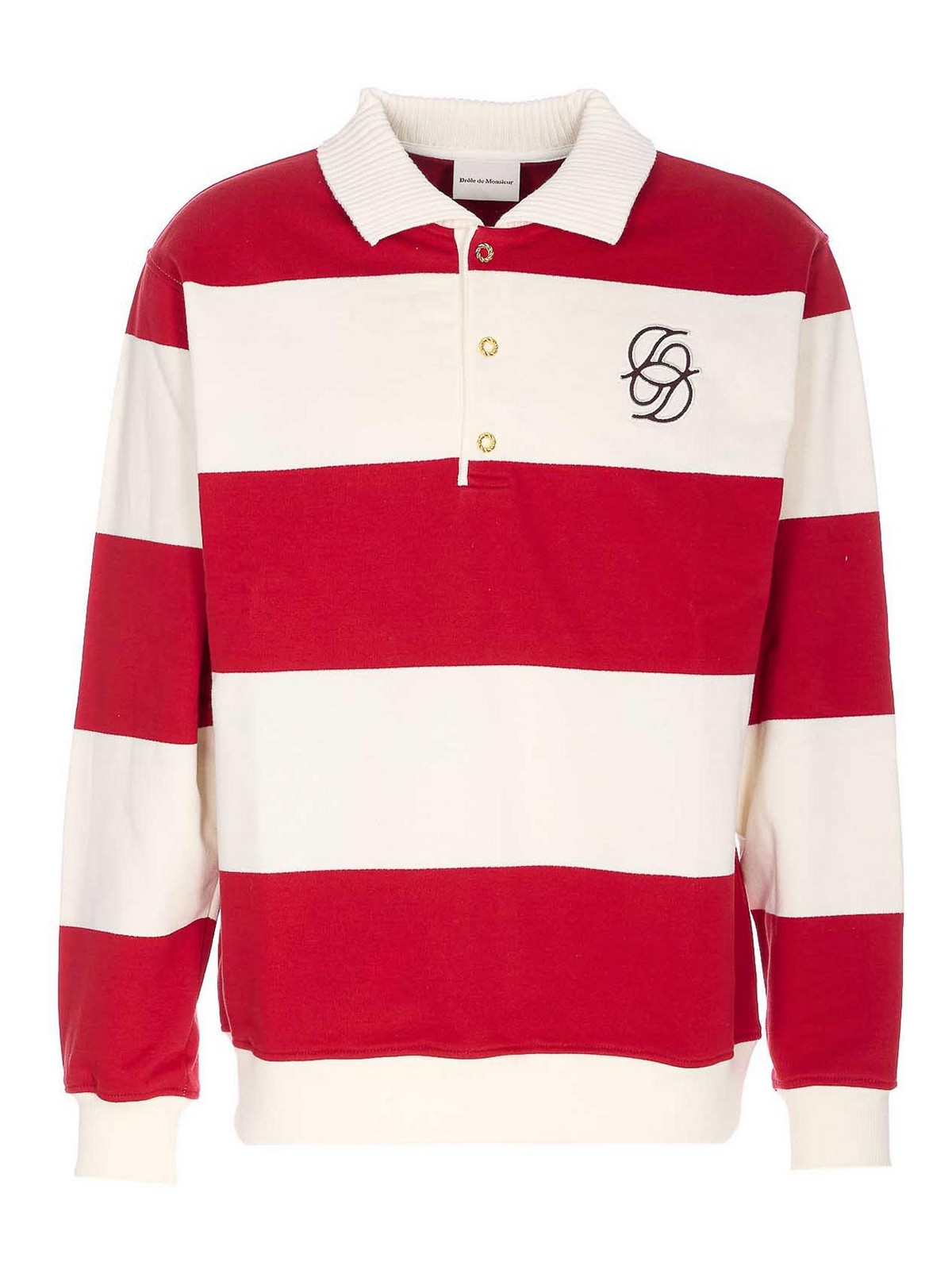 White And Red Le Polo Rayures PL160CO127RD (Drôle De Monsieur / ポロシャツ ) | Drôle De Monsieur (ドロールドムッシュ)