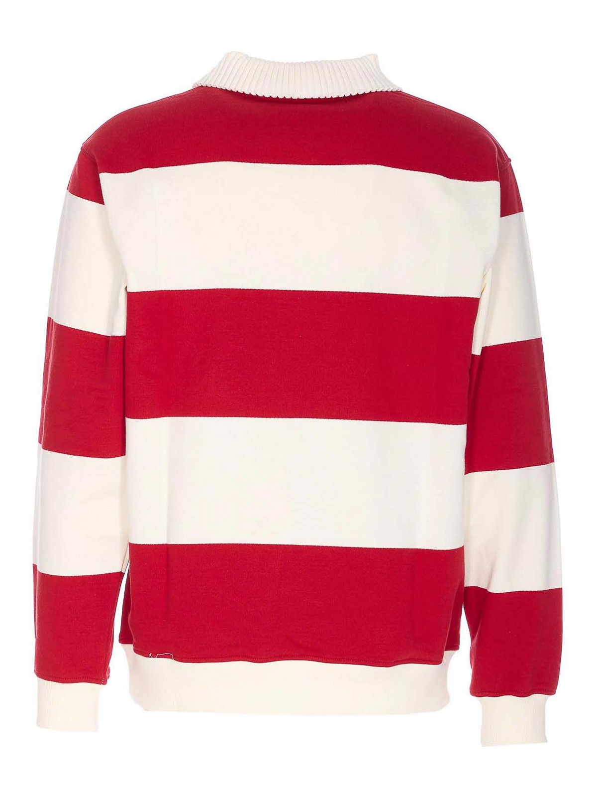 White And Red Le Polo Rayures PL160CO127RD (Drôle De Monsieur / ポロシャツ ) | Drôle De Monsieur (ドロールドムッシュ)(1)