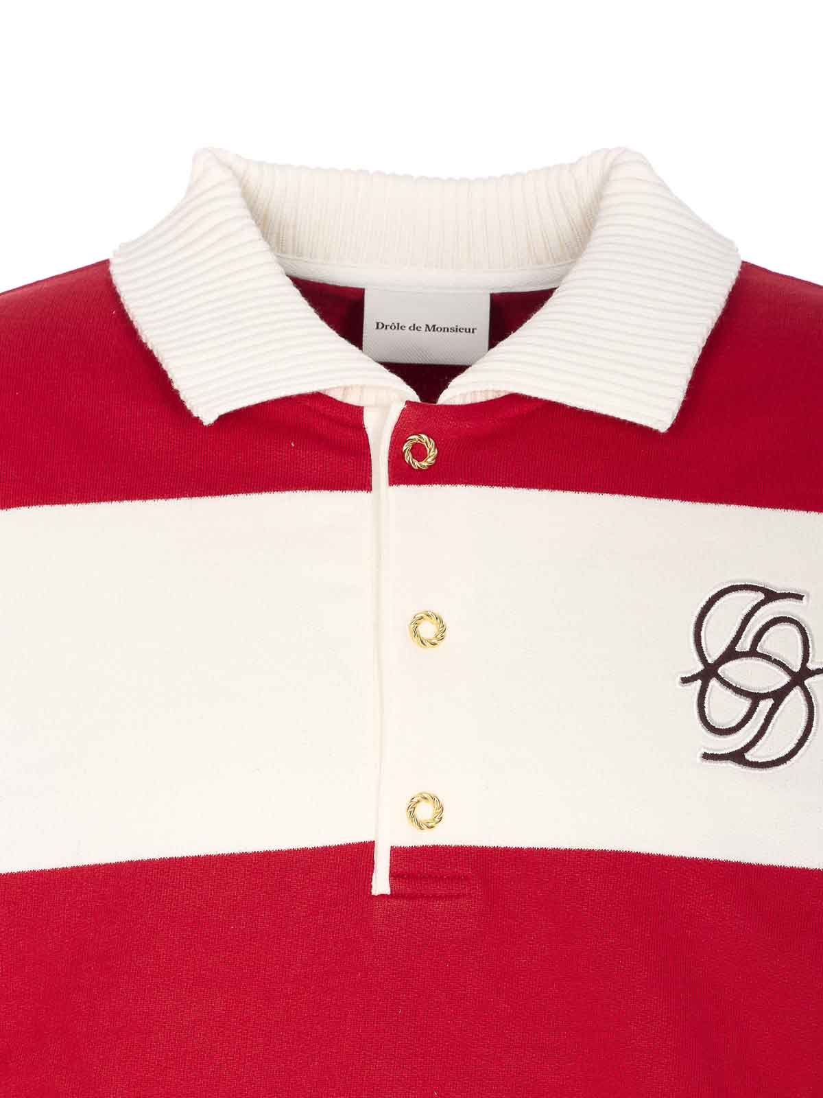 White And Red Le Polo Rayures PL160CO127RD (Drôle De Monsieur / ポロシャツ ) | Drôle De Monsieur (ドロールドムッシュ)(3)