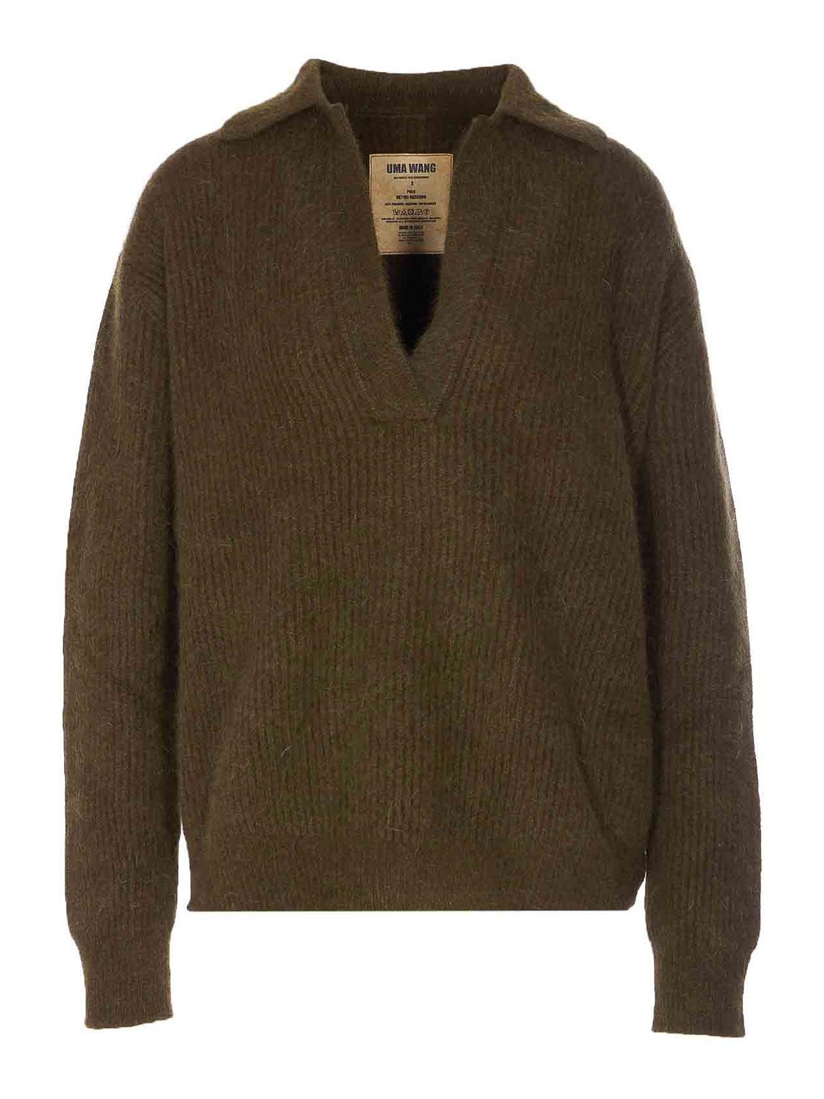 Army Green Raccoon Polo UK7165UW480 (UMA WANG / ニット・セーター・カーディガン ) | UMA WANG (ユマ ワン)
