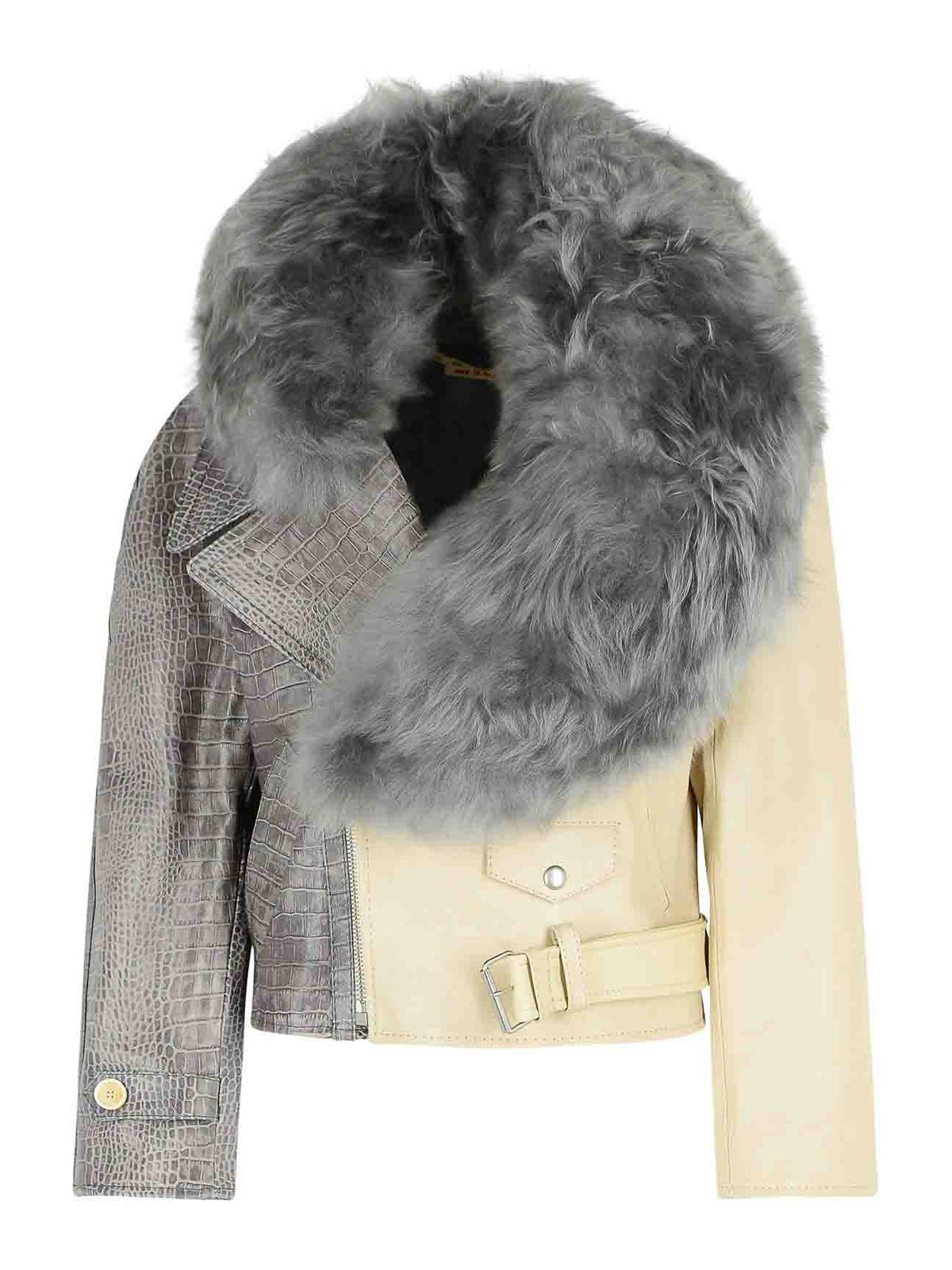 Grey Leather Jacket JKMX0380QUULV88300W10 (Marni / レザー&ファージャケット・コート ) | Marni (マルニ)