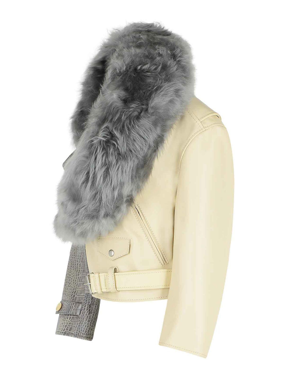 Grey Leather Jacket JKMX0380QUULV88300W10 (Marni / レザー&ファージャケット・コート ) | Marni (マルニ)(2)