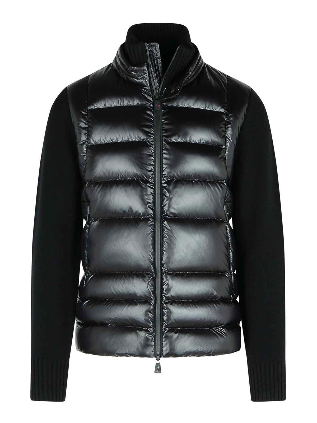 Black Virgin Wool Blend Padded Cardigan 0979B00009M1122999 (Moncler / ニット・セーター・カーディガン ) | Moncler (モンクレール)