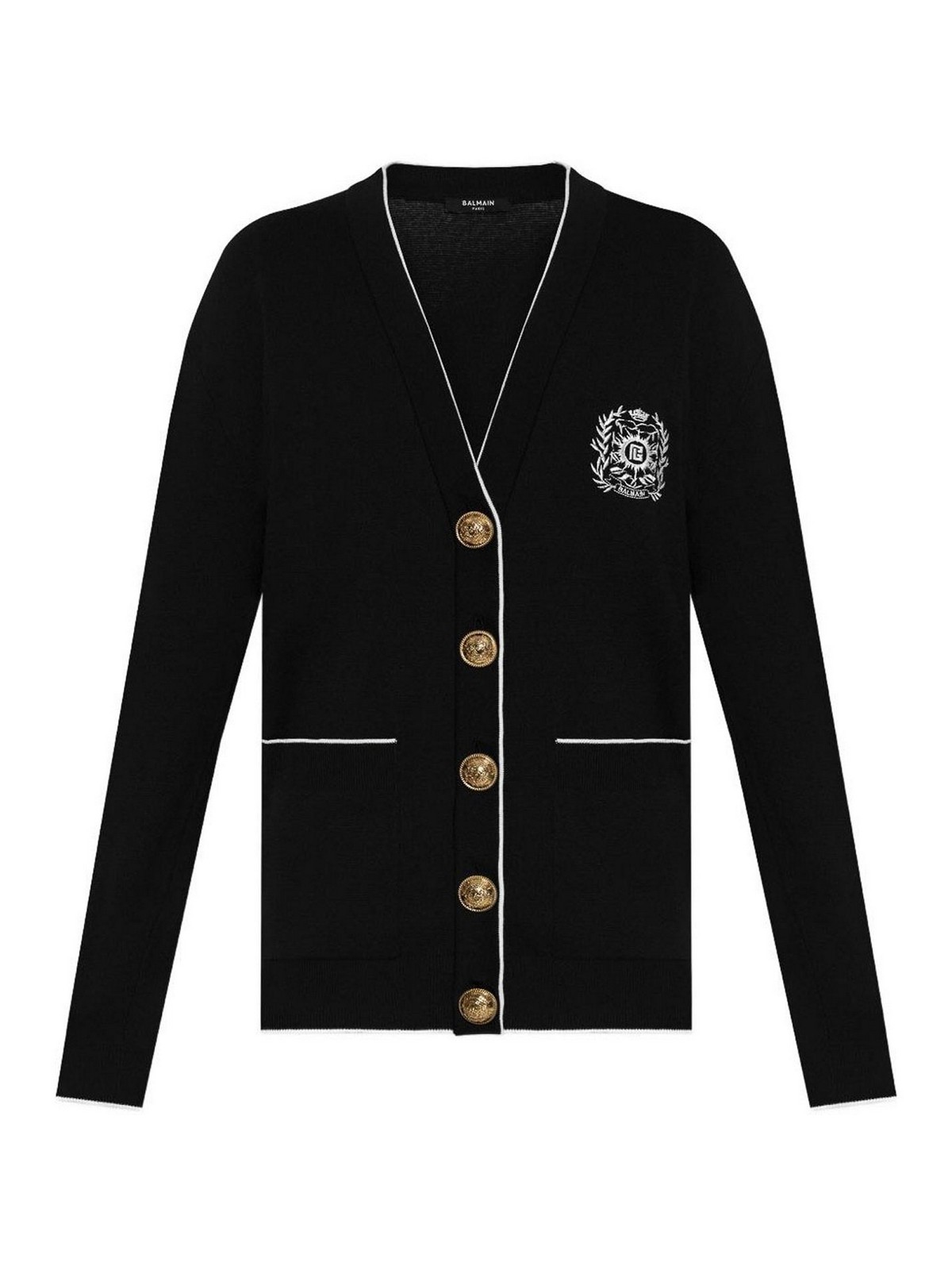 Cardigan Sweater With Silk Embroidery FF1KO003KI86EAB (Balmain / ニット・セーター・カーディガン ) | Balmain (バルマン)