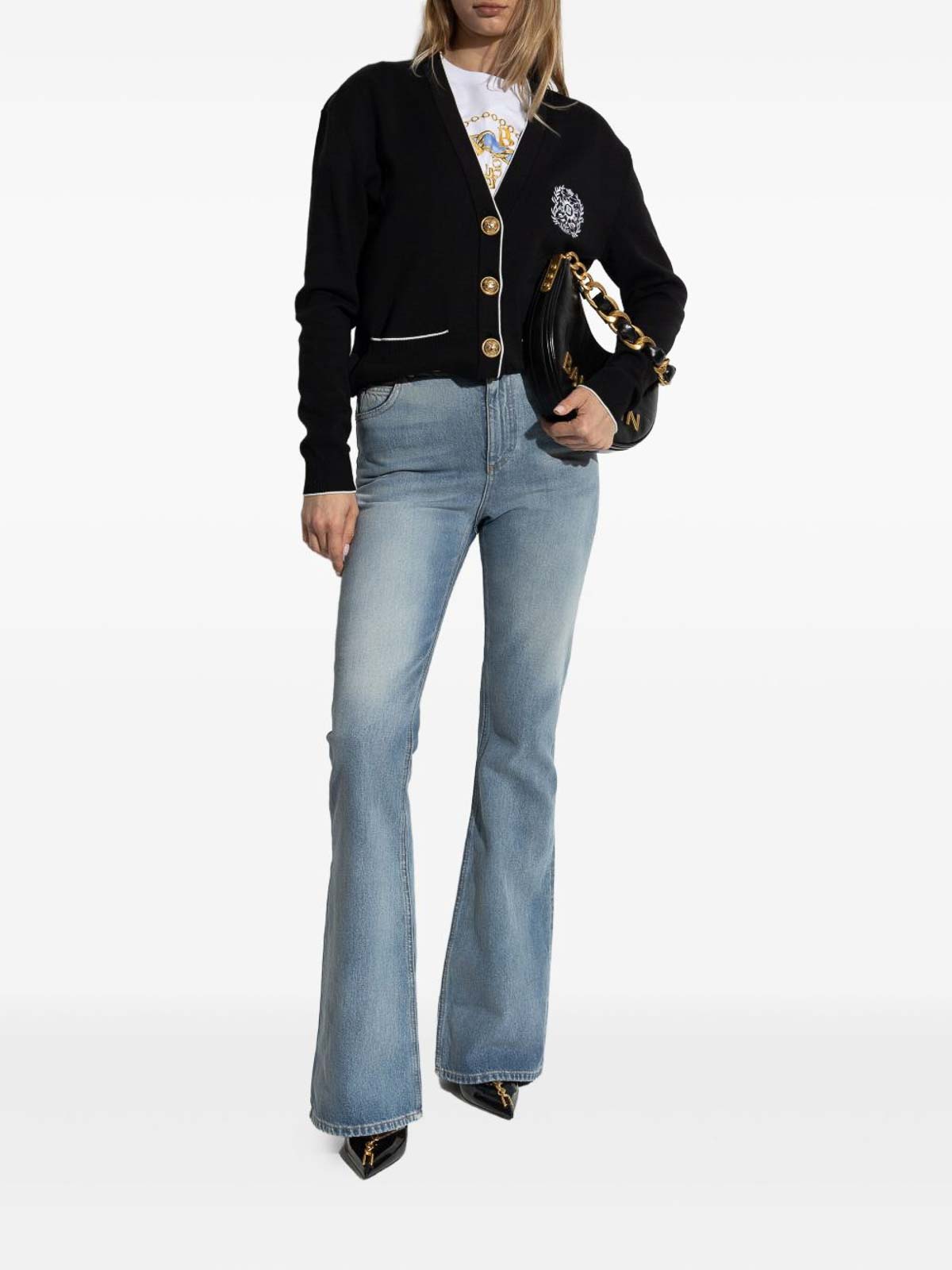 Cardigan Sweater With Silk Embroidery FF1KO003KI86EAB (Balmain / ニット・セーター・カーディガン ) | Balmain (バルマン)(4)