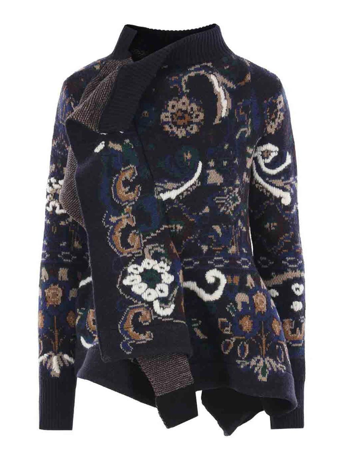 Floral Jacquard Knit Blouson 2507983NAVY (sacai / ニット・セーター・カーディガン ) | sacai (サカイ)