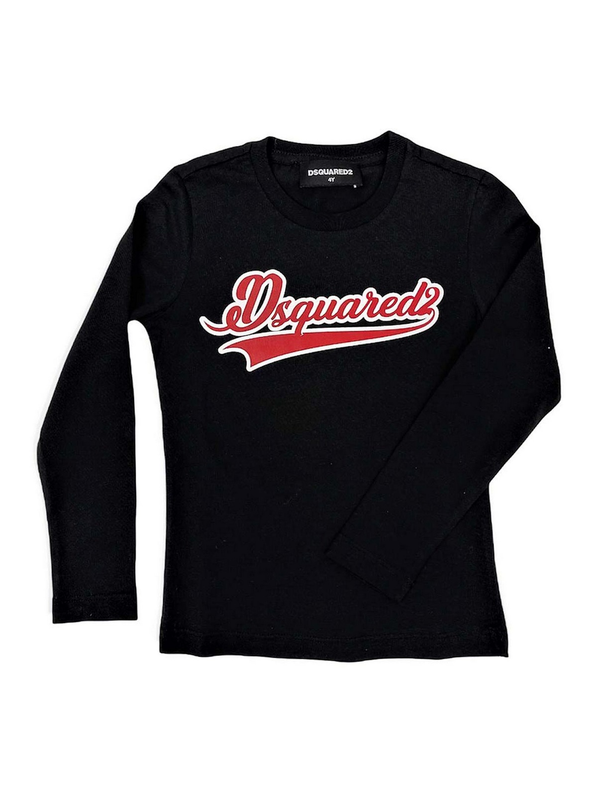 Black long sleeve t-shirt with pink logo DQ0509D00MMDQ900NERO (Dsquared2 / Tシャツ・カットソー ) | Dsquared2 (ディースクエアード)