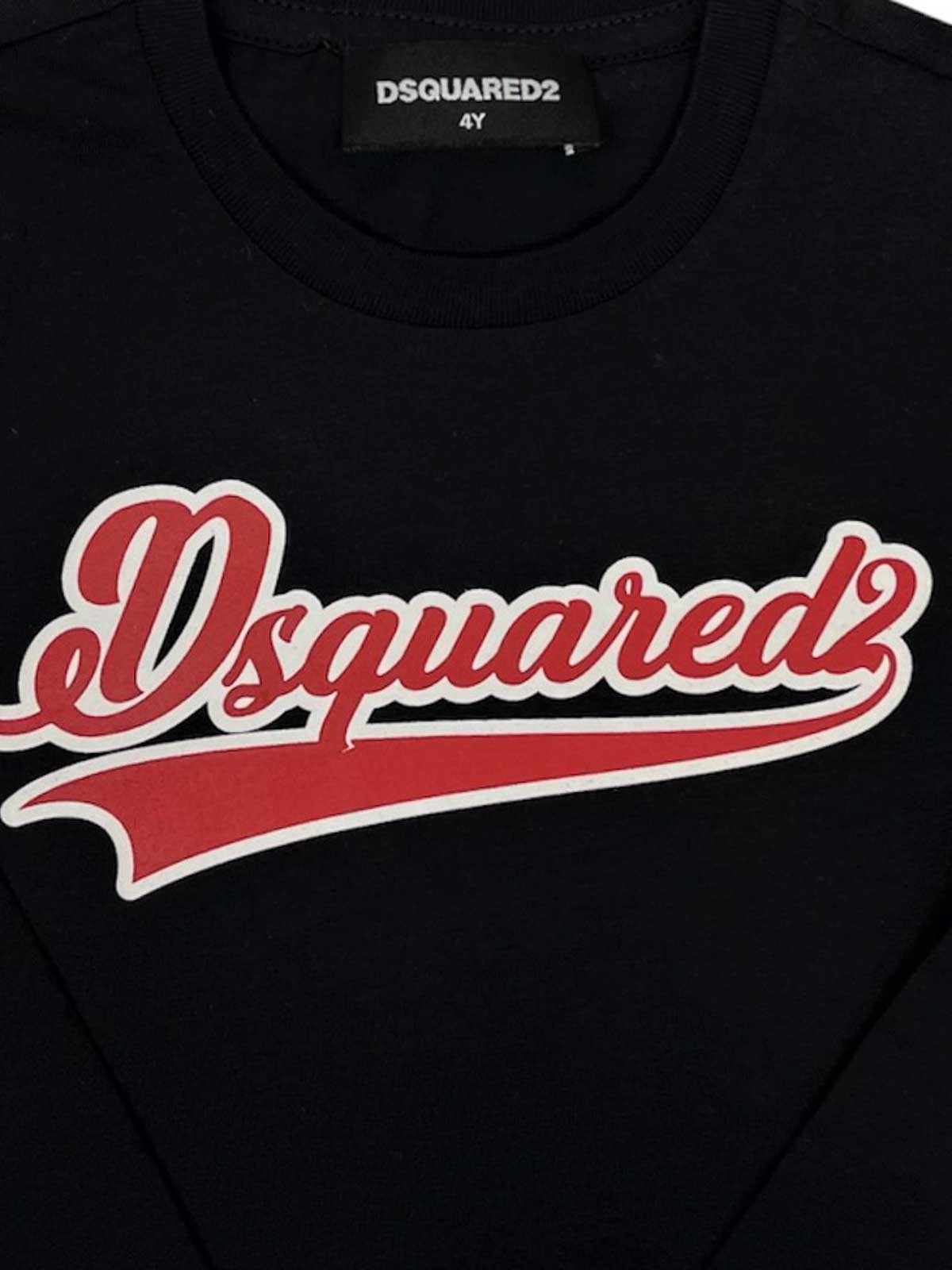 Black long sleeve t-shirt with pink logo DQ0509D00MMDQ900NERO (Dsquared2 / Tシャツ・カットソー ) | Dsquared2 (ディースクエアード)(1)