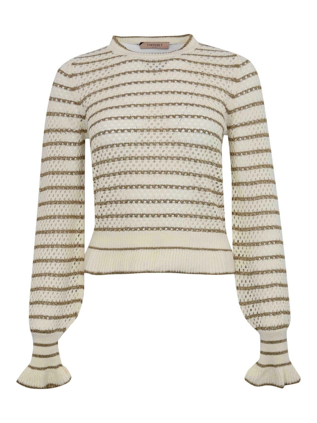 Striped Mesh Sweater In Cotton 252TP353212804 (TWINSET / ニット・セーター・カーディガン ) | TWINSET (ツインセット)