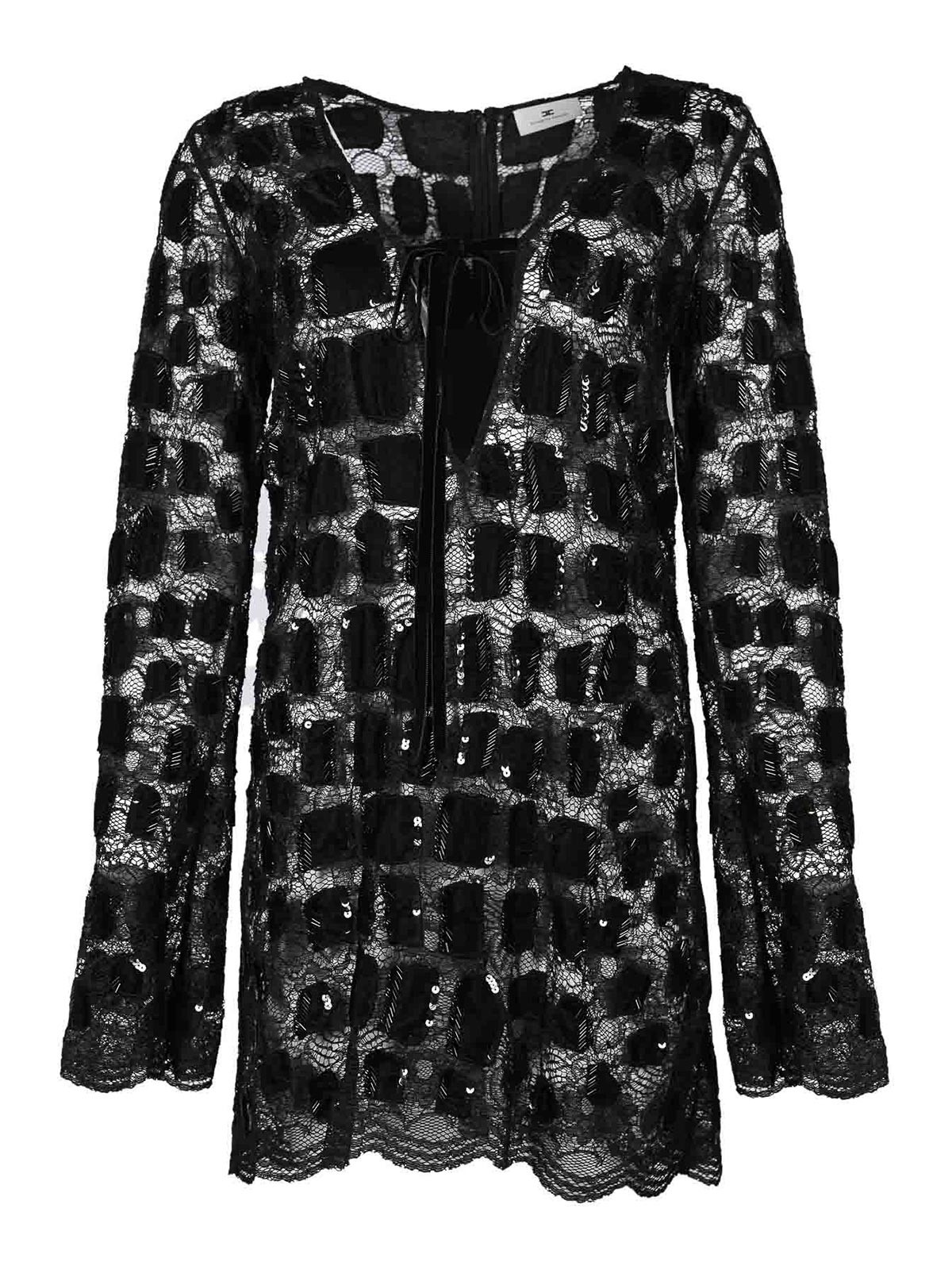 Tulle Dress With Coconut Embroidery AR73J58E2110 (Elisabetta Franchi / ワンピース・ドレス・オールインワン ) | Elisabetta Franchi (エリザベッタ フランキ)