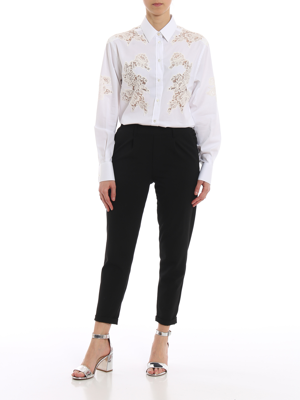 White cotton and lace shirt F5K35TFUEAJW0800 (Dolce & Gabbana / シャツ・ブラウス ) | Dolce & Gabbana (ドルチェガッバーナ)(1)