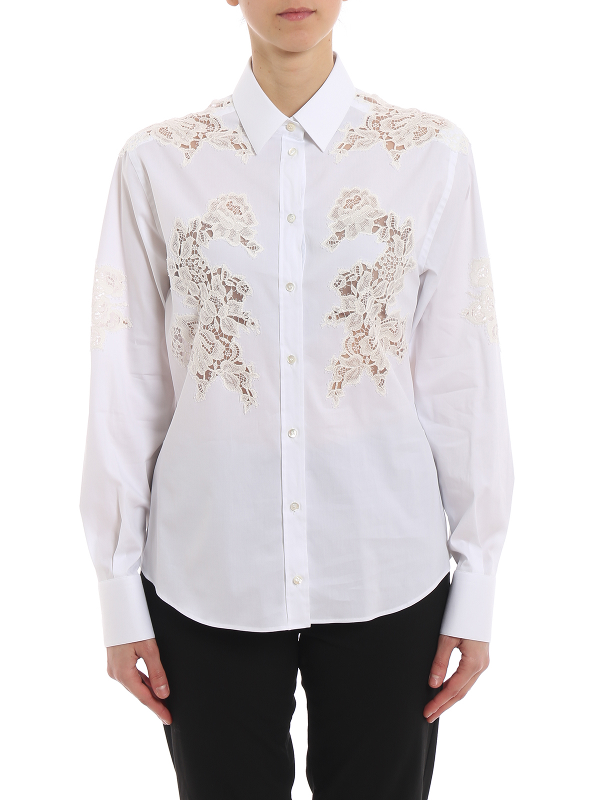 White cotton and lace shirt F5K35TFUEAJW0800 (Dolce & Gabbana / シャツ・ブラウス ) | Dolce & Gabbana (ドルチェガッバーナ)(2)