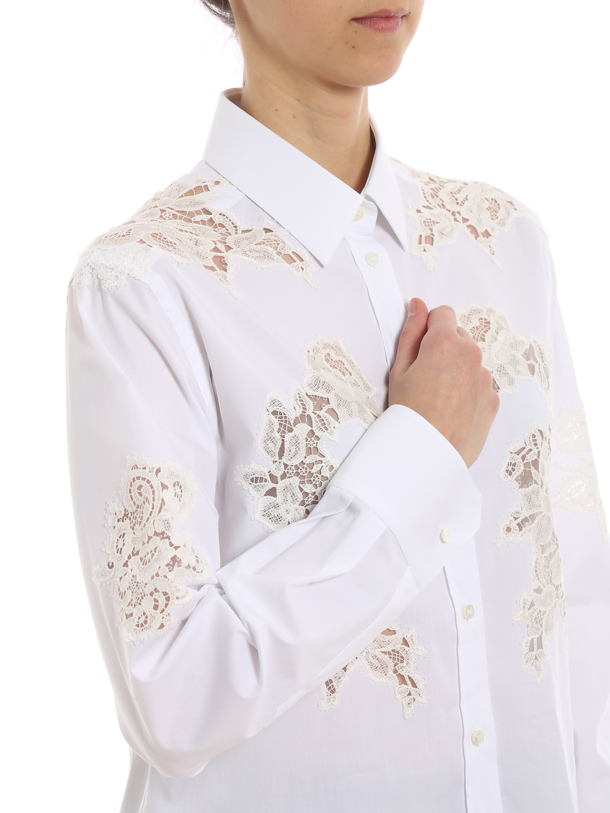 White cotton and lace shirt F5K35TFUEAJW0800 (Dolce & Gabbana / シャツ・ブラウス ) | Dolce & Gabbana (ドルチェガッバーナ)(4)