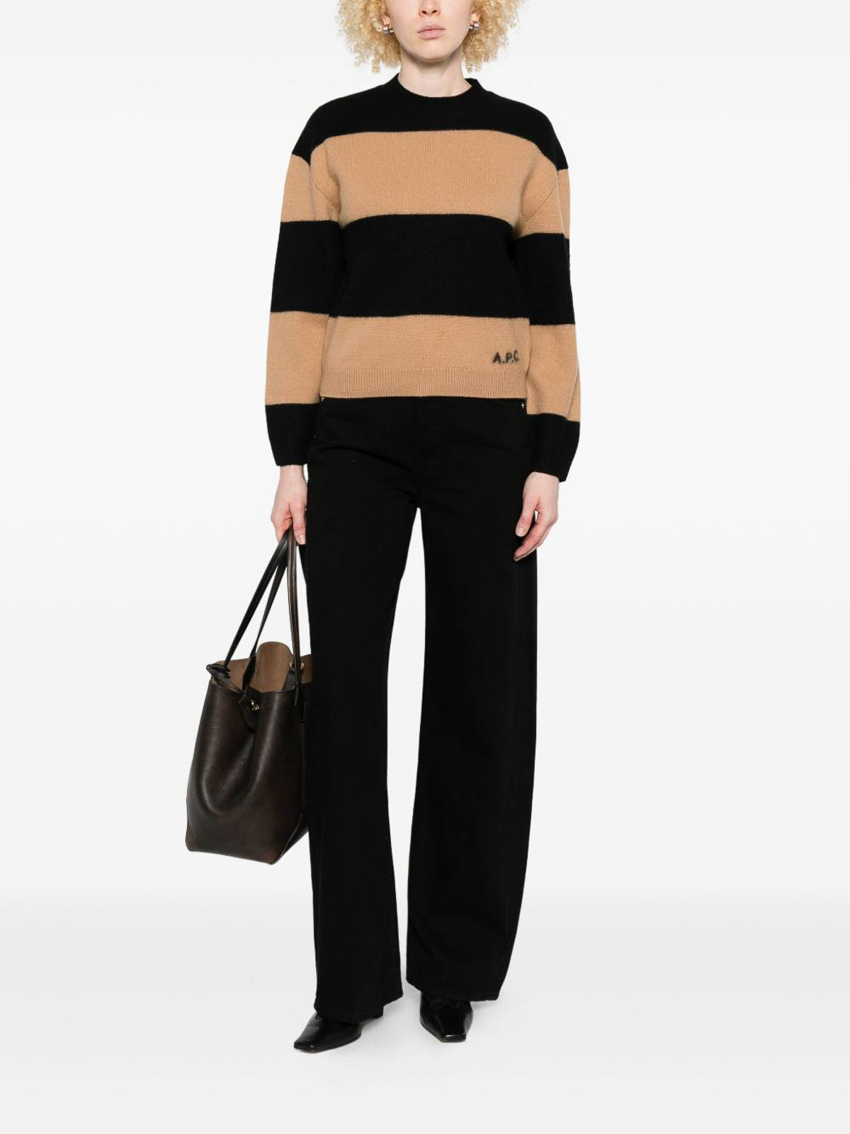 Striped Wool Sweater WVBDLF23370LWXNOIRCAMEL (A.P.C. / ニット・セーター・カーディガン ) | A.P.C. (アーペーセー)(1)