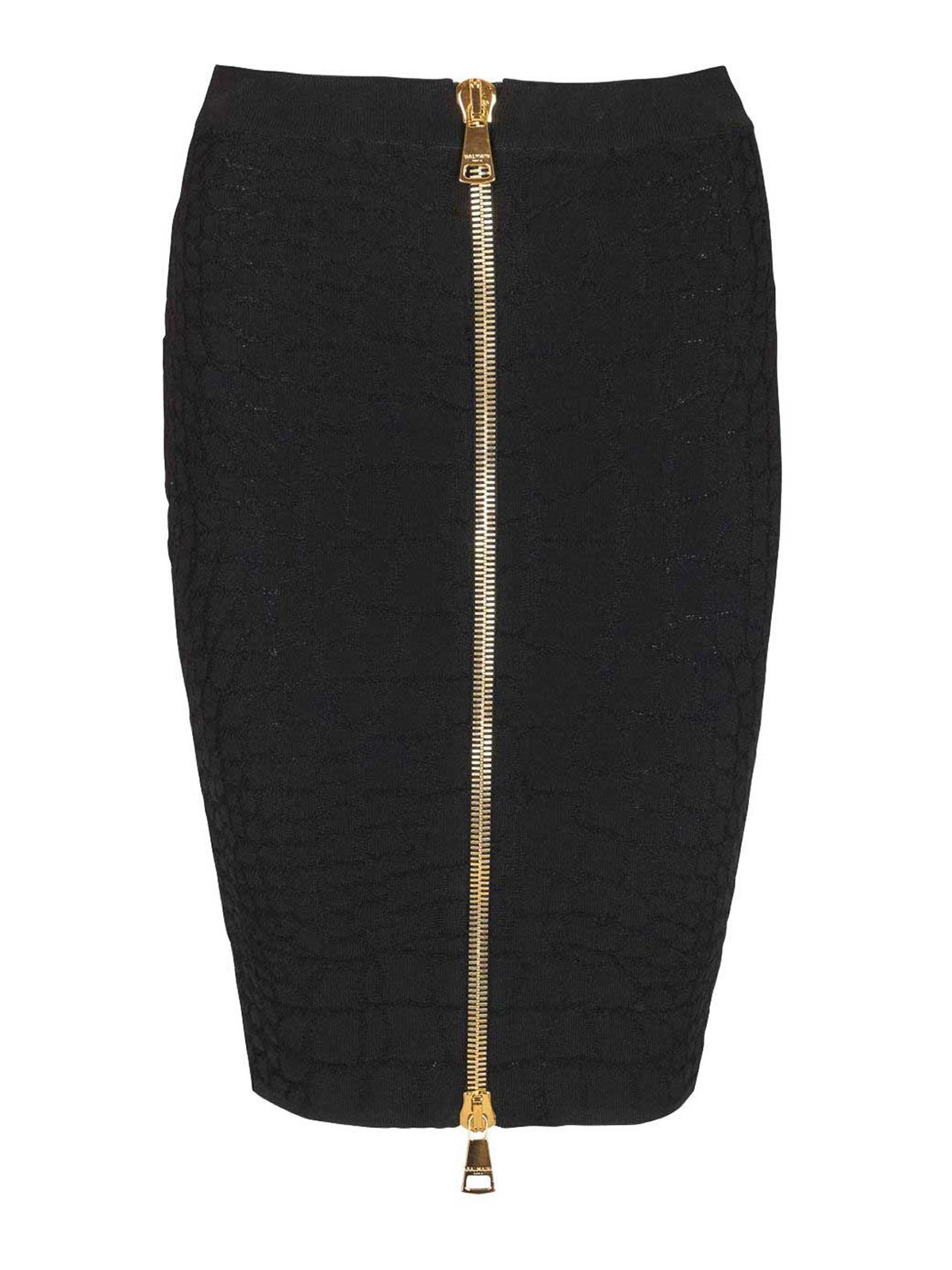 Miniskirt With Crocodile Effect And Zip FF0LC290KJ140 (Balmain / スカート ) | Balmain (バルマン)