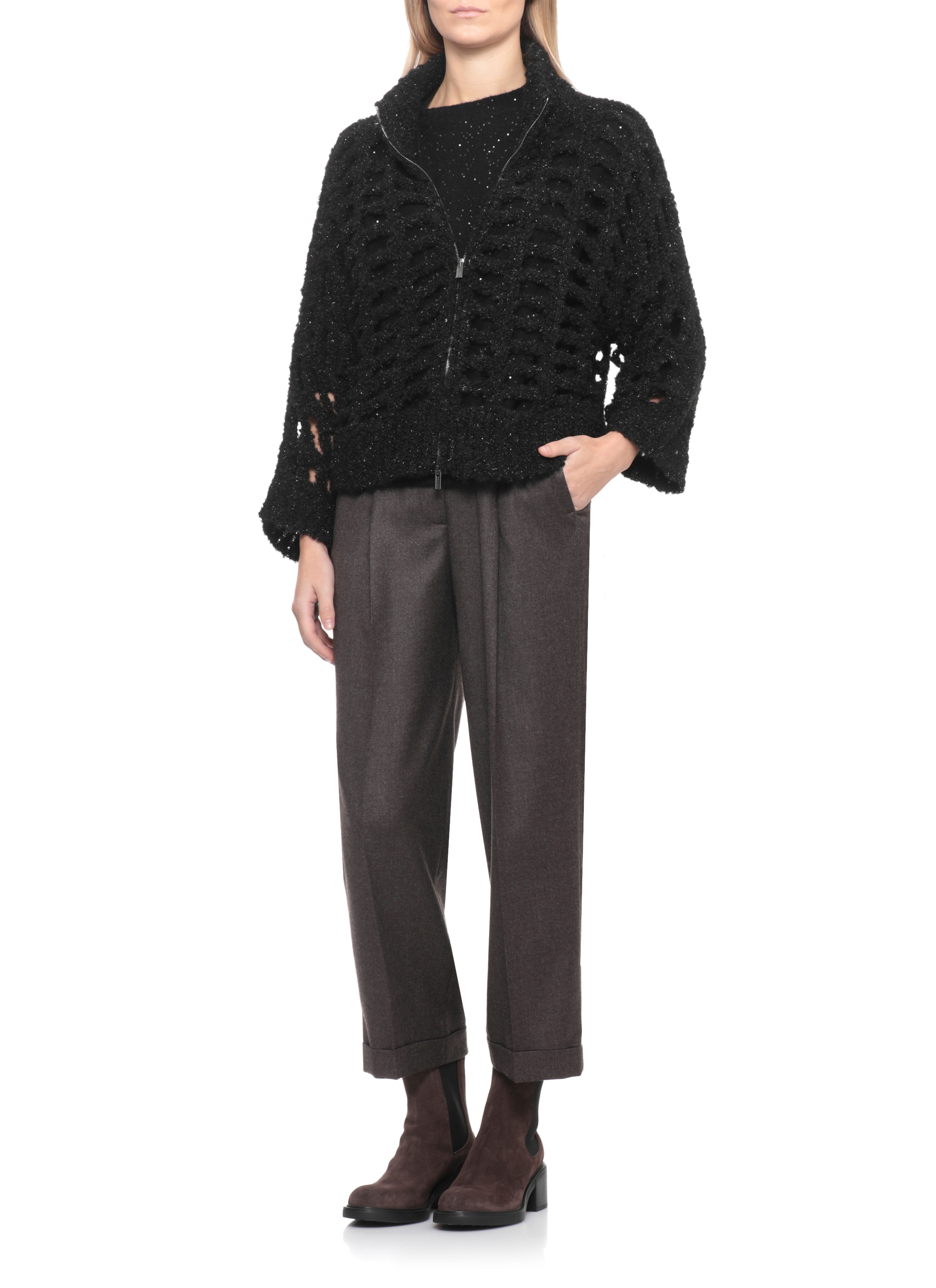 PESERICO AUREA Sweaters Black E99023F0309208905 (PESERICO / ニット・セーター・カーディガン ) | PESERICO (ペセリコ)(4)