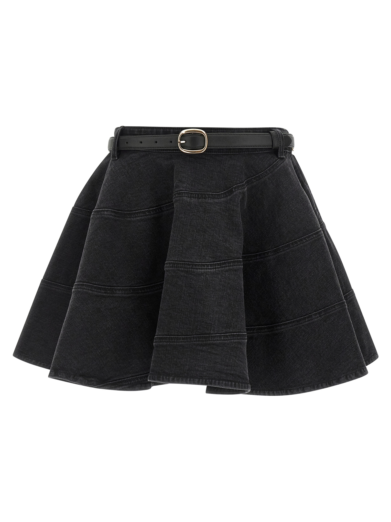 'Black Flared Denim Mini' skirt RS26809SKBBLACK (self-portrait / スカート ) | self-portrait (セルフ・ポートレイト)