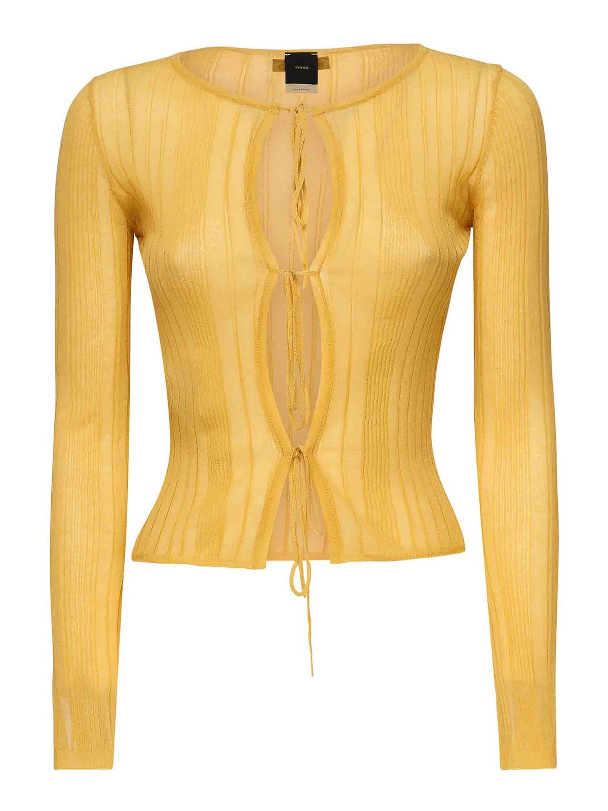 Ribbed Open-Neck Sweater With Drawstrings 104771A1NDC43 (PINKO / ニット・セーター・カーディガン ) | PINKO (ピンコ)