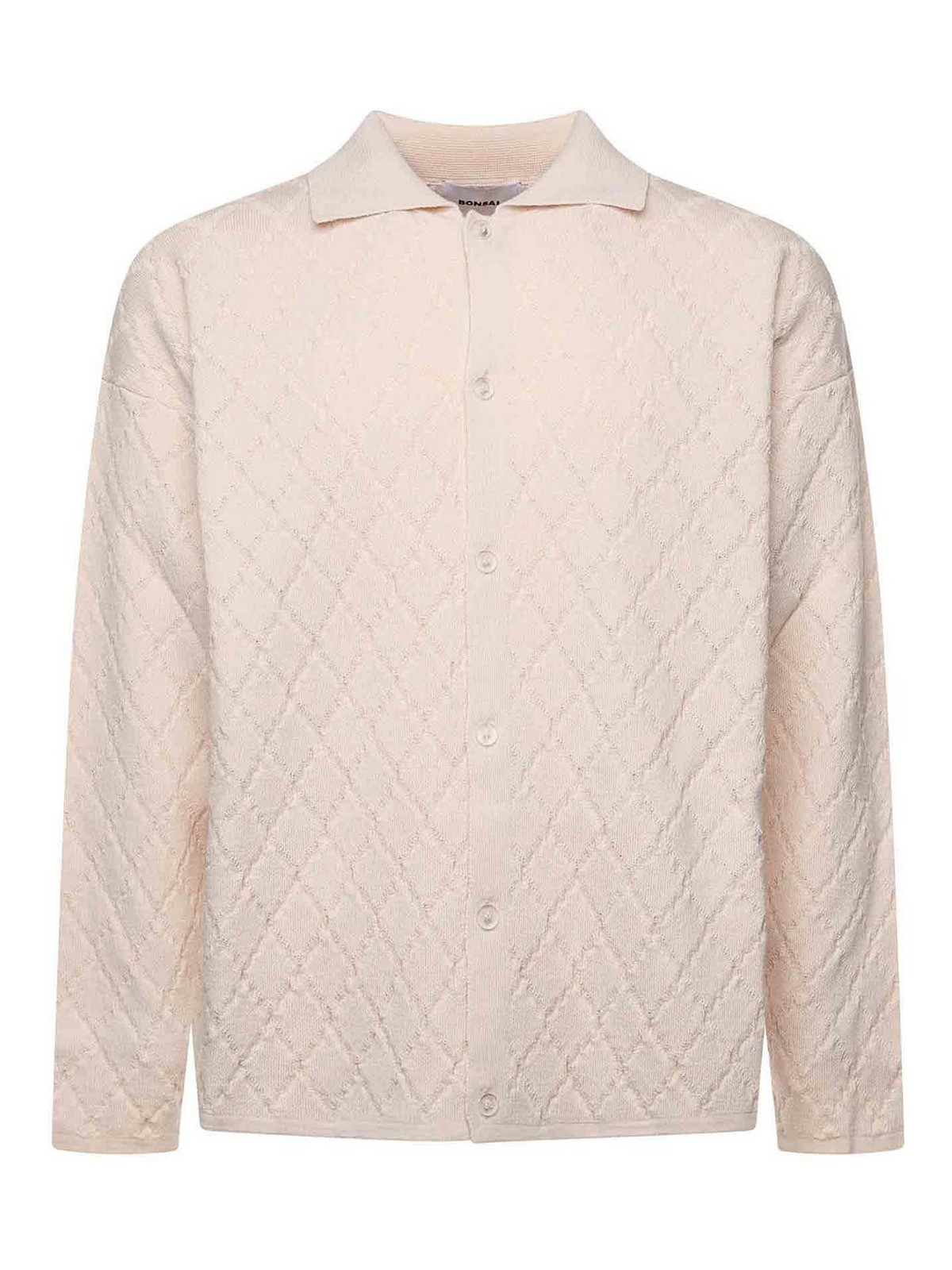 Diamond-Pattern Knit Polo KN007BEI (BONSAI / ニット・セーター・カーディガン ) | BONSAI (ボンサイ)