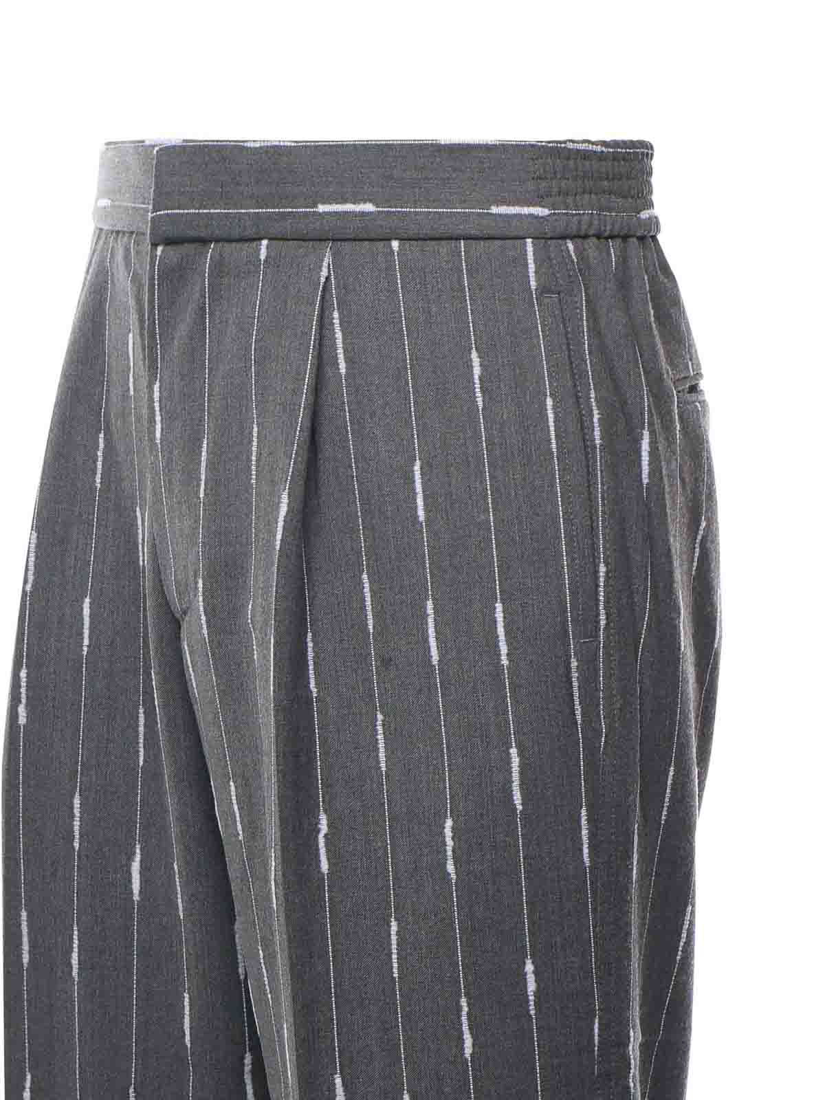 Pinstriped Trousers With Pleats PT005V3GRY (BONSAI / パンツ ) | BONSAI (ボンサイ)(1)