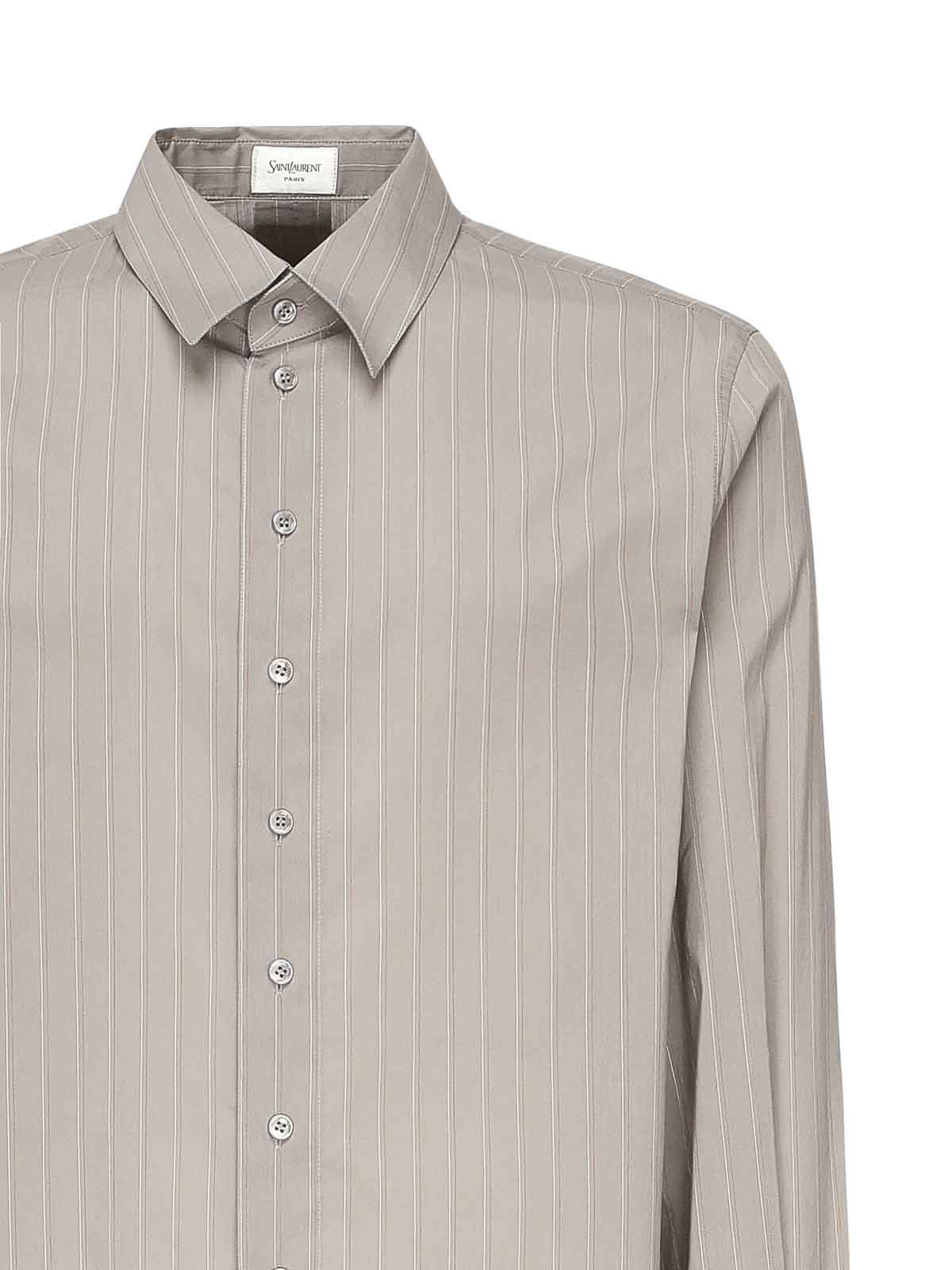 Striped Cotton And Silk Voile Shirt 813932Y2L951583 (Saint Laurent / シャツ・ブラウス ) | Saint Laurent (サンローラン)(1)