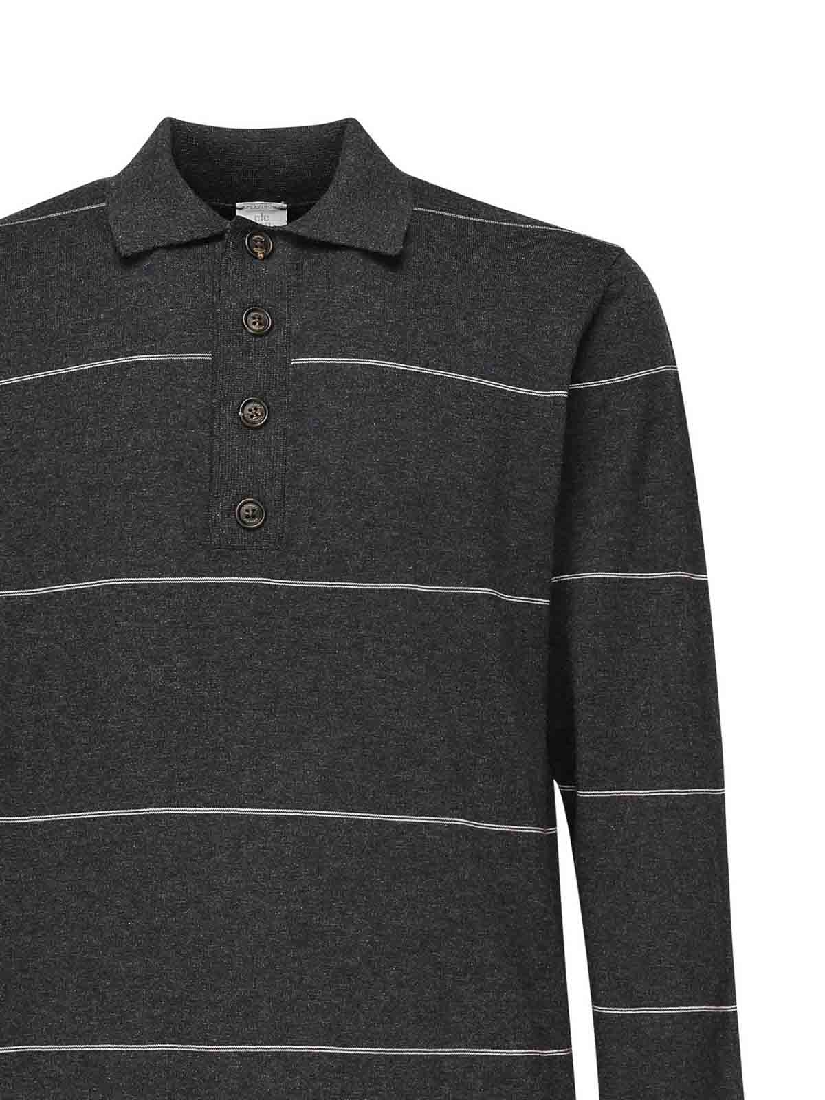 Striped Long-Sleeved Polo Shirt L76POLL12MAG0L0312202 (eleventy / ポロシャツ ) | eleventy (イレブンティ)(1)