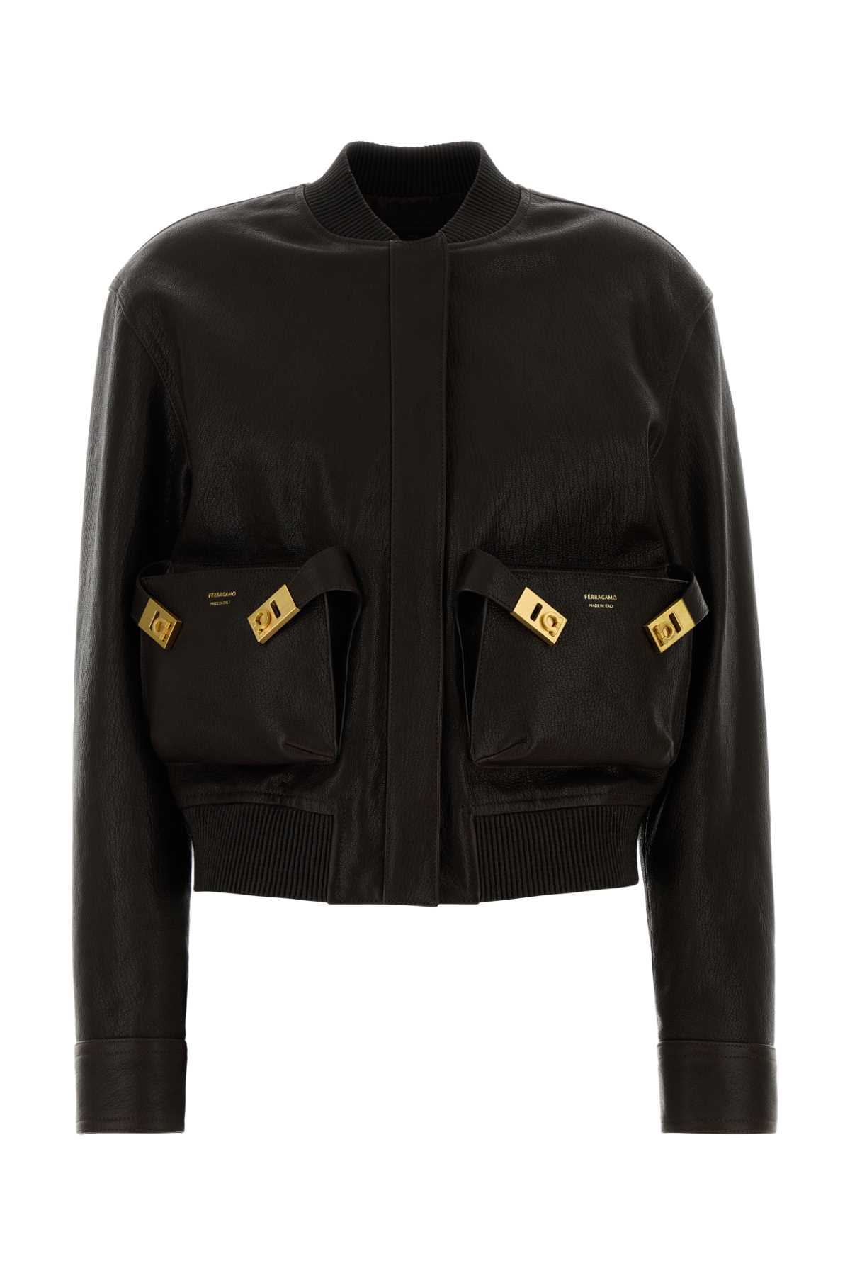 Dark brown leather bomber jacket 13H644788386EXPRESSO (FERRAGAMO / レザー&ファージャケット・コート ) | FERRAGAMO (フェラガモ)