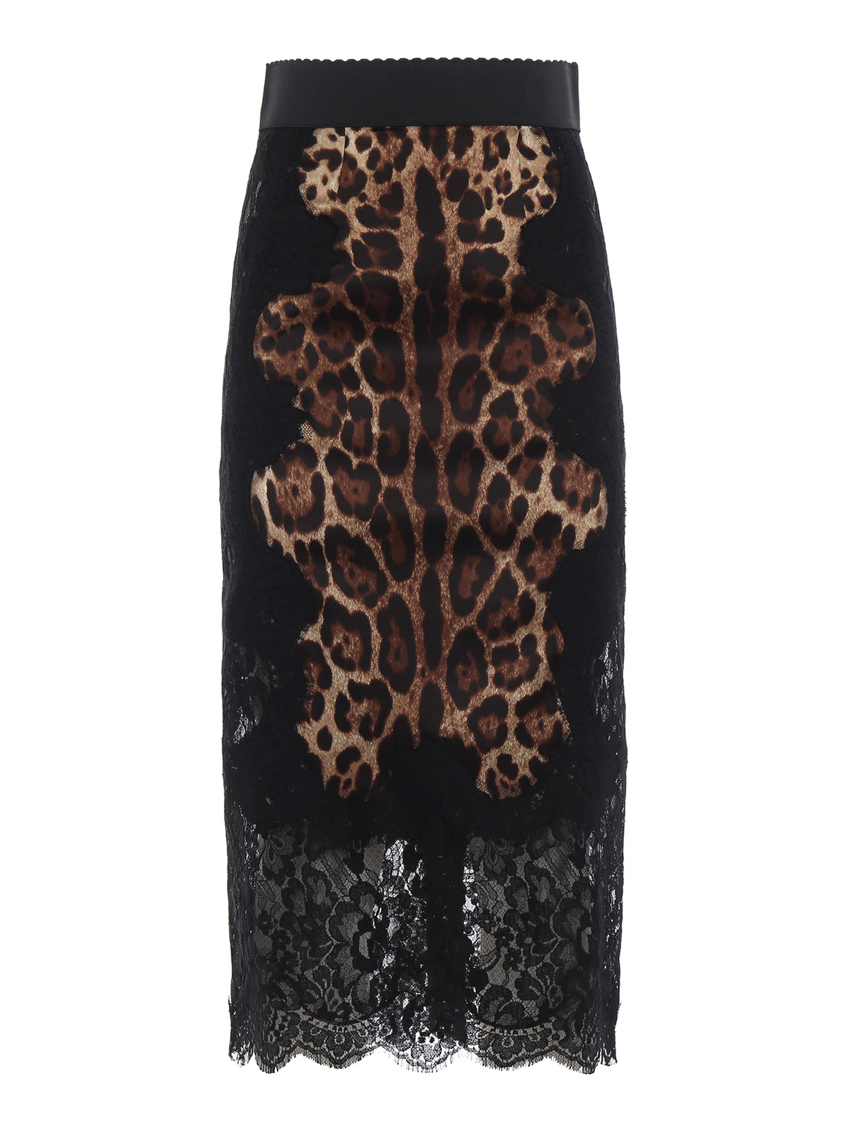 Leo print silk satin and lace pencil skirt F4BHCTFSAXYHY13M (Dolce & Gabbana / スカート ) | Dolce & Gabbana (ドルチェガッバーナ)