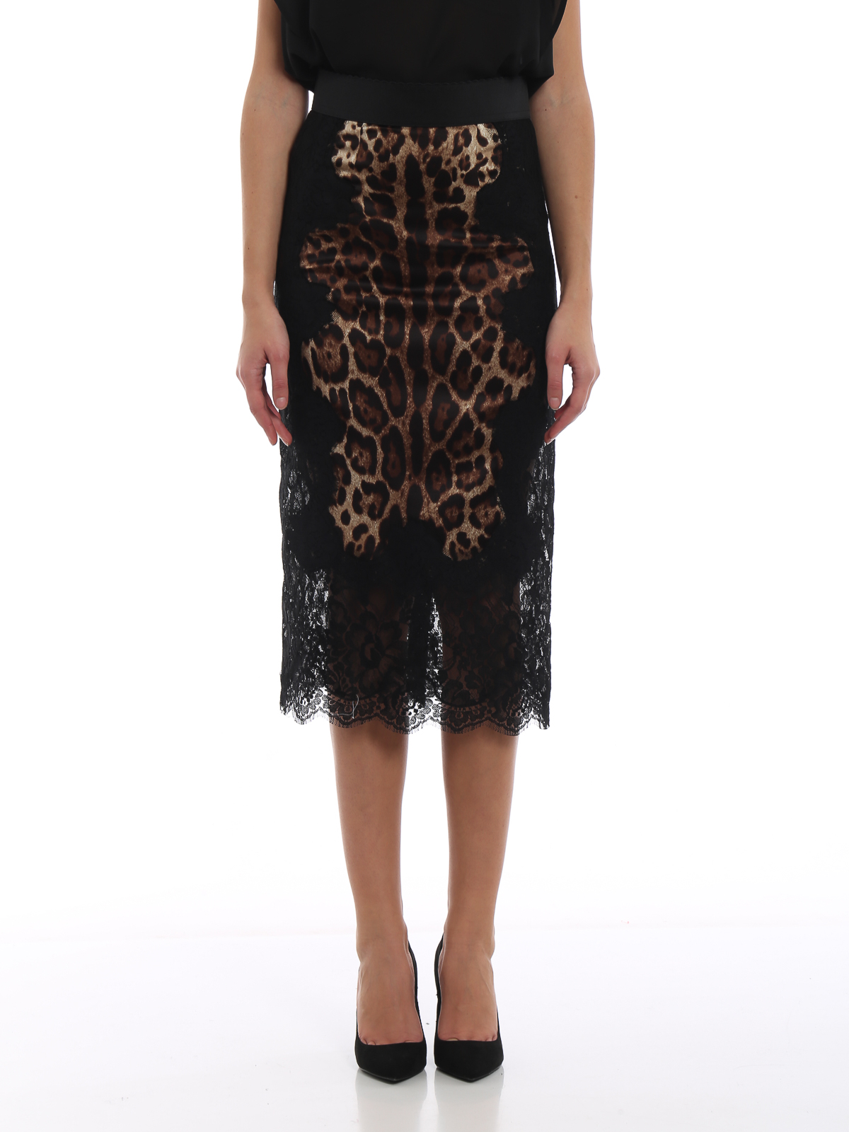 Leo print silk satin and lace pencil skirt F4BHCTFSAXYHY13M (Dolce & Gabbana / スカート ) | Dolce & Gabbana (ドルチェガッバーナ)(2)